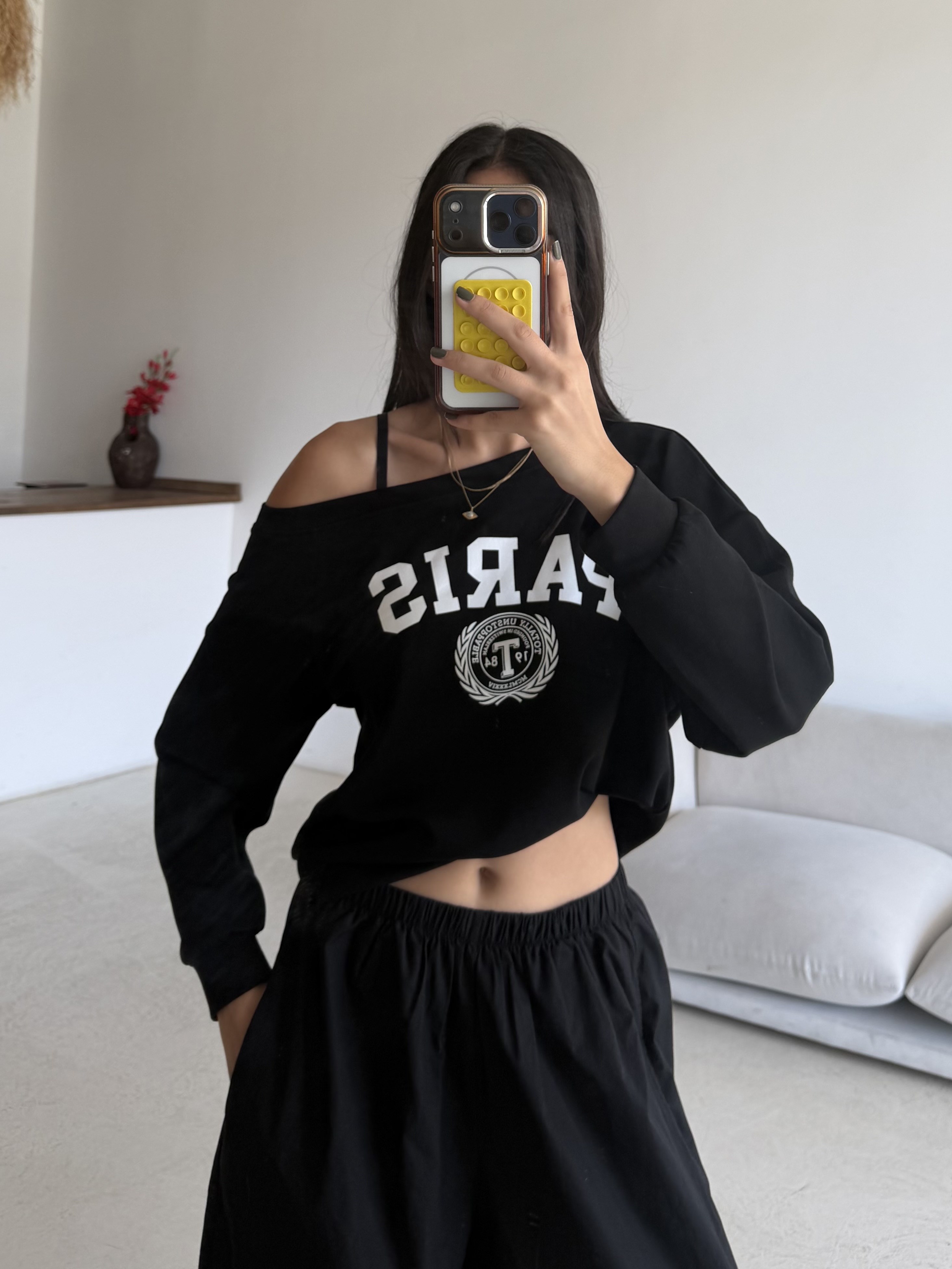 SİYAH DÜŞÜK OMUZ PARİS BODY