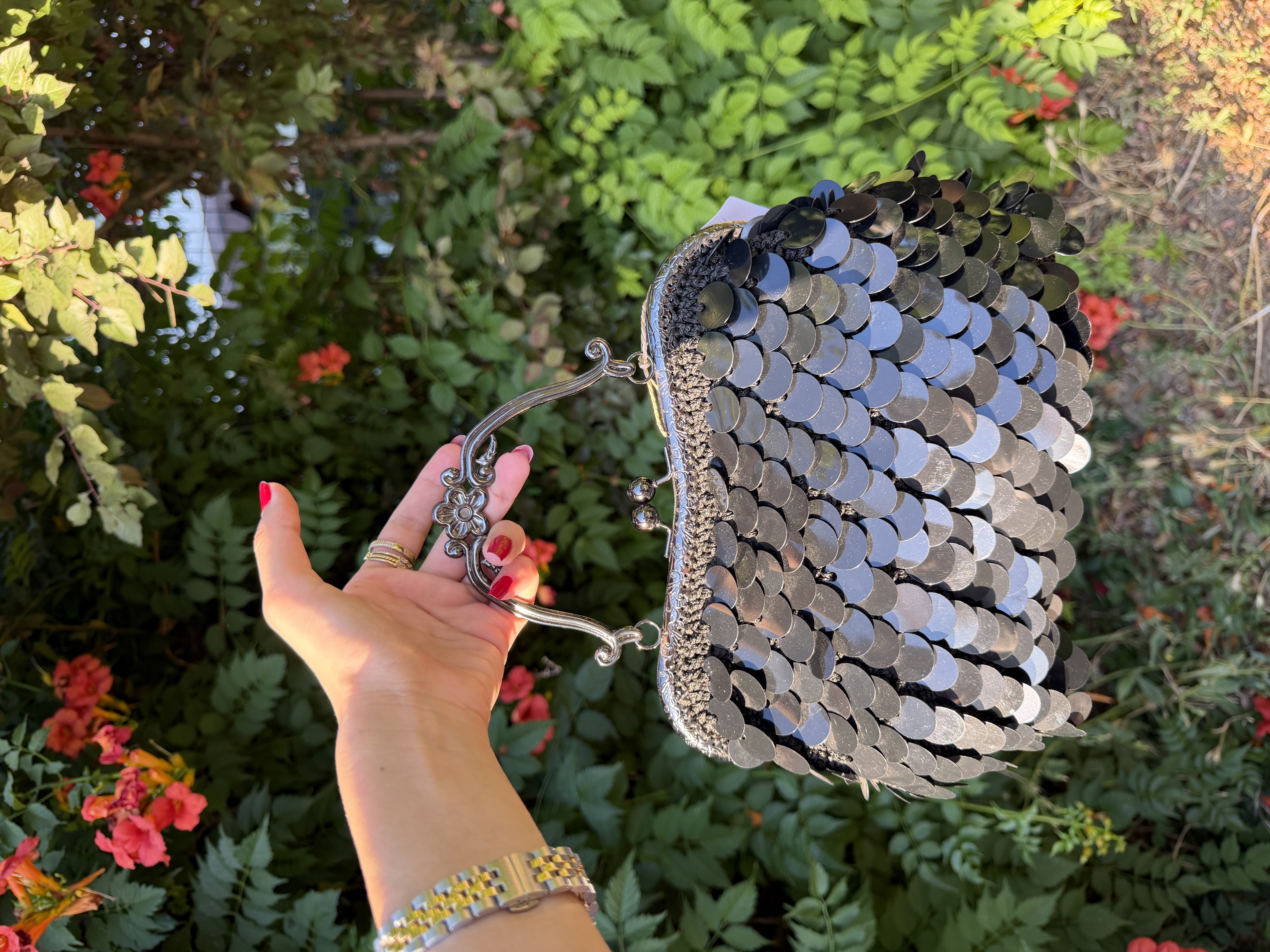 SİYAH PULLU CLUTCH ÇANTA