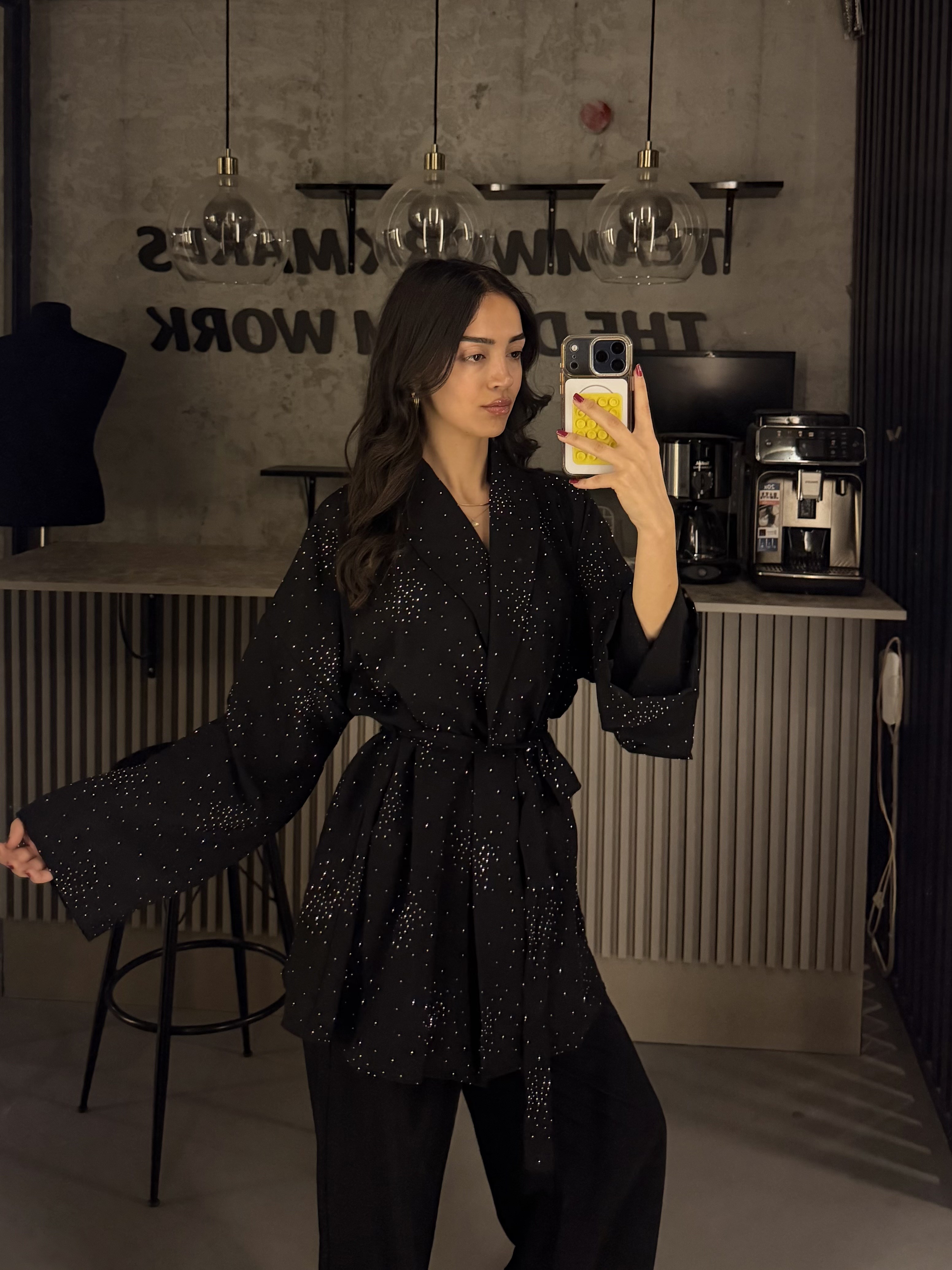 SİYAH TAŞLI KİMONA TAKIM
