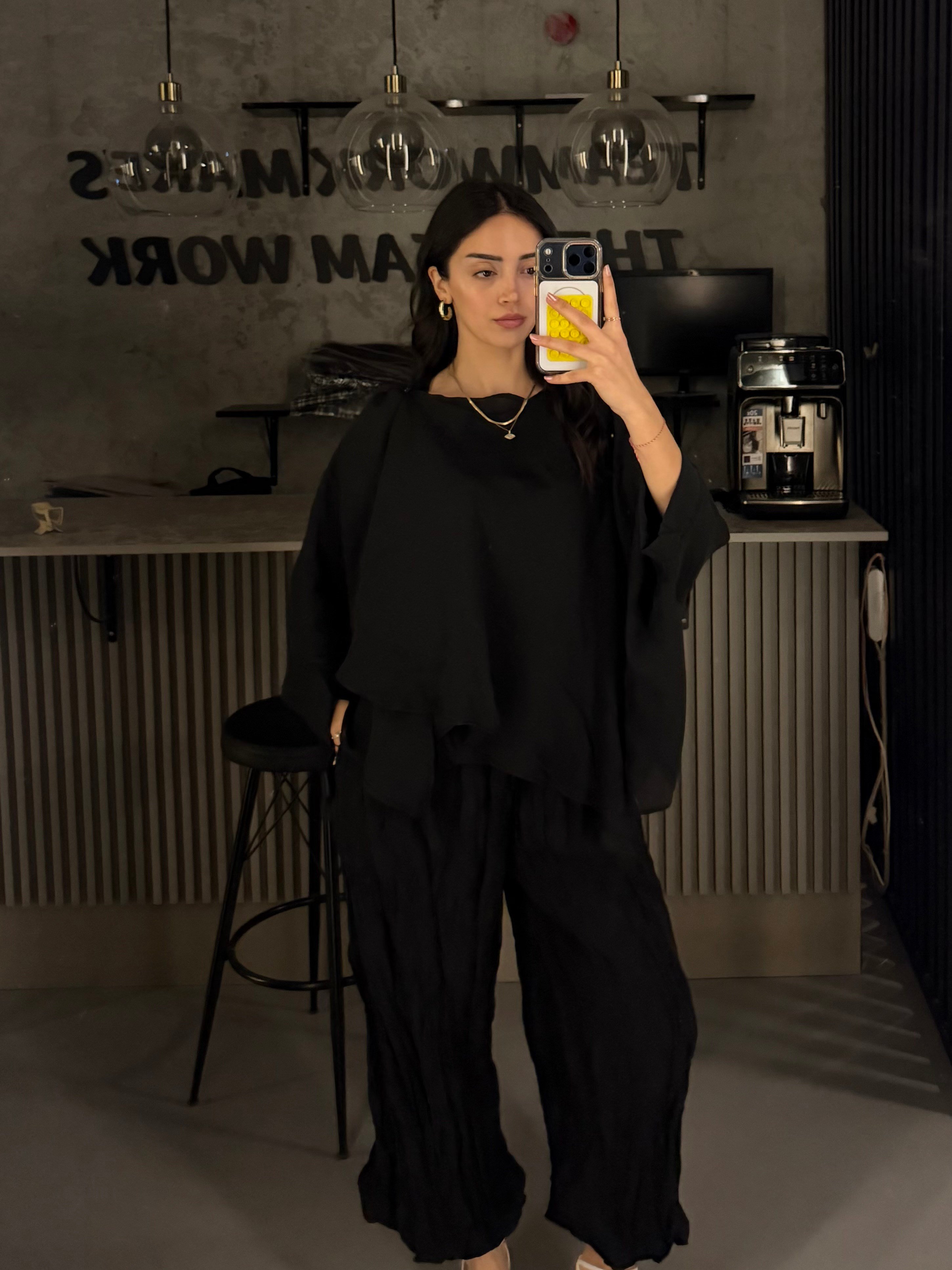 SİYAH TENSEL BLUZ ŞALVAR TAKIM