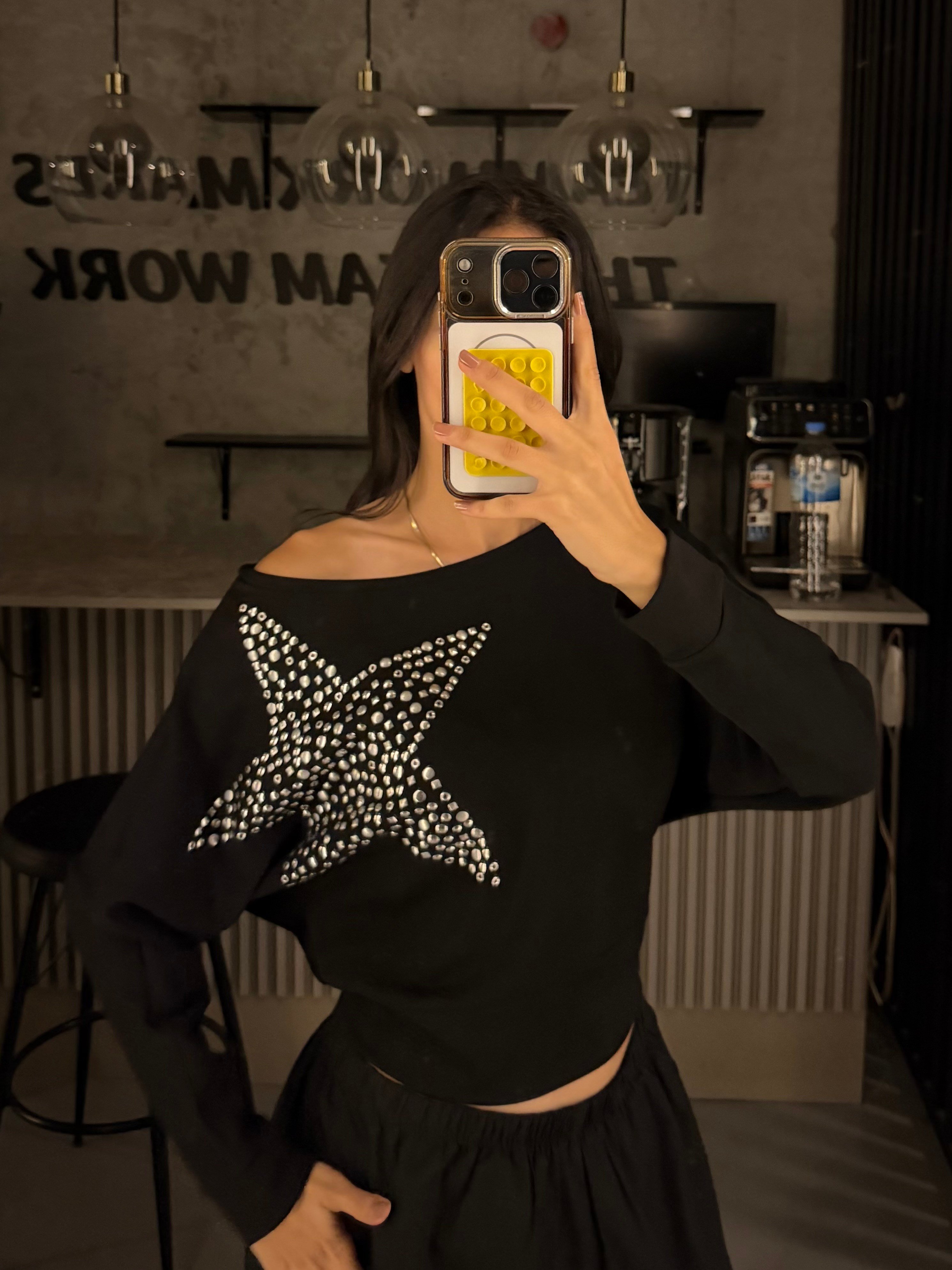 SİYAH YILDIZ DÜŞÜK OMUZ BODY