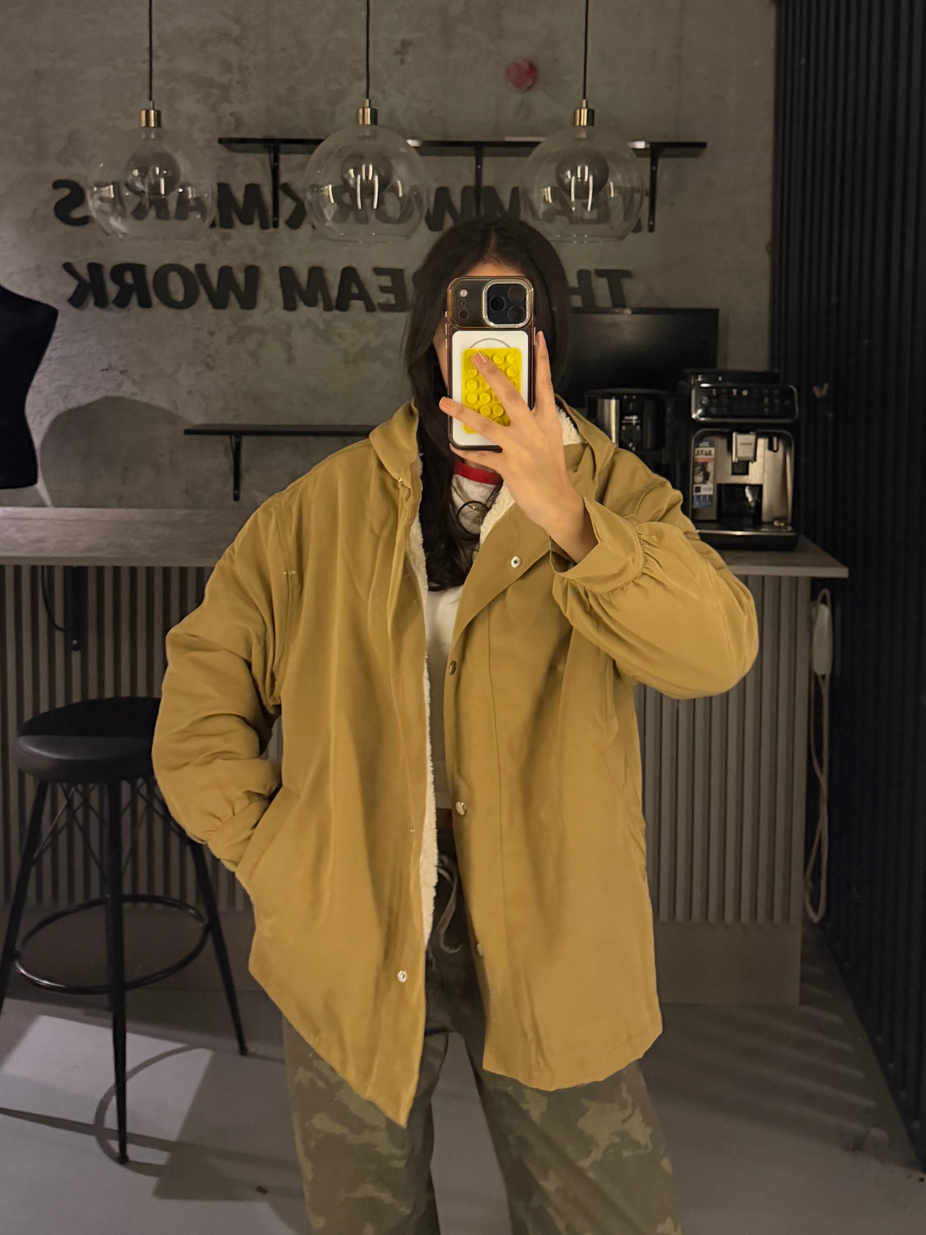 TABA KAPÜŞONLU ASTARLI PELUŞ CEKET