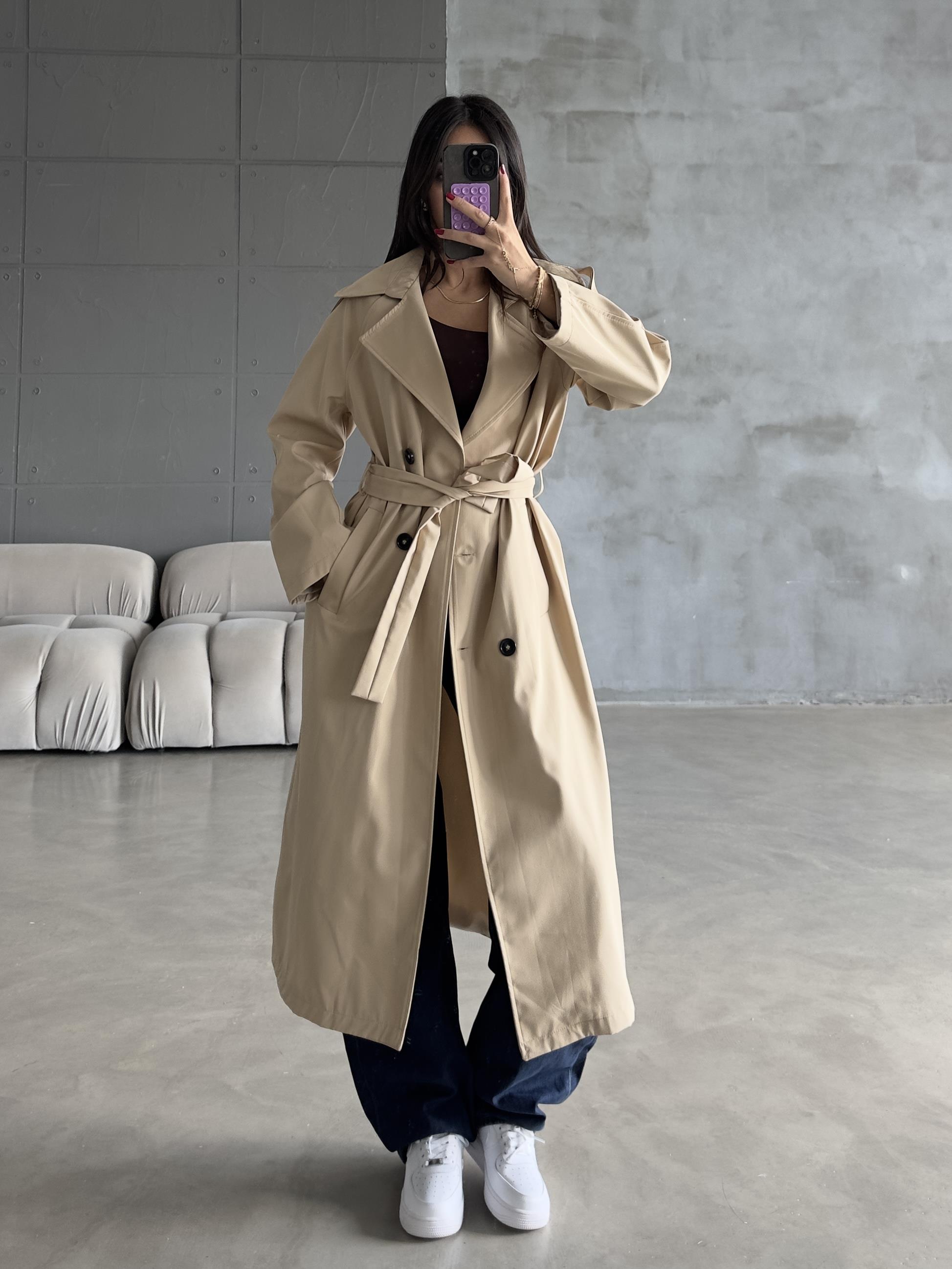 TAŞ RENGİ PREMIUM MAXİ TRENÇ