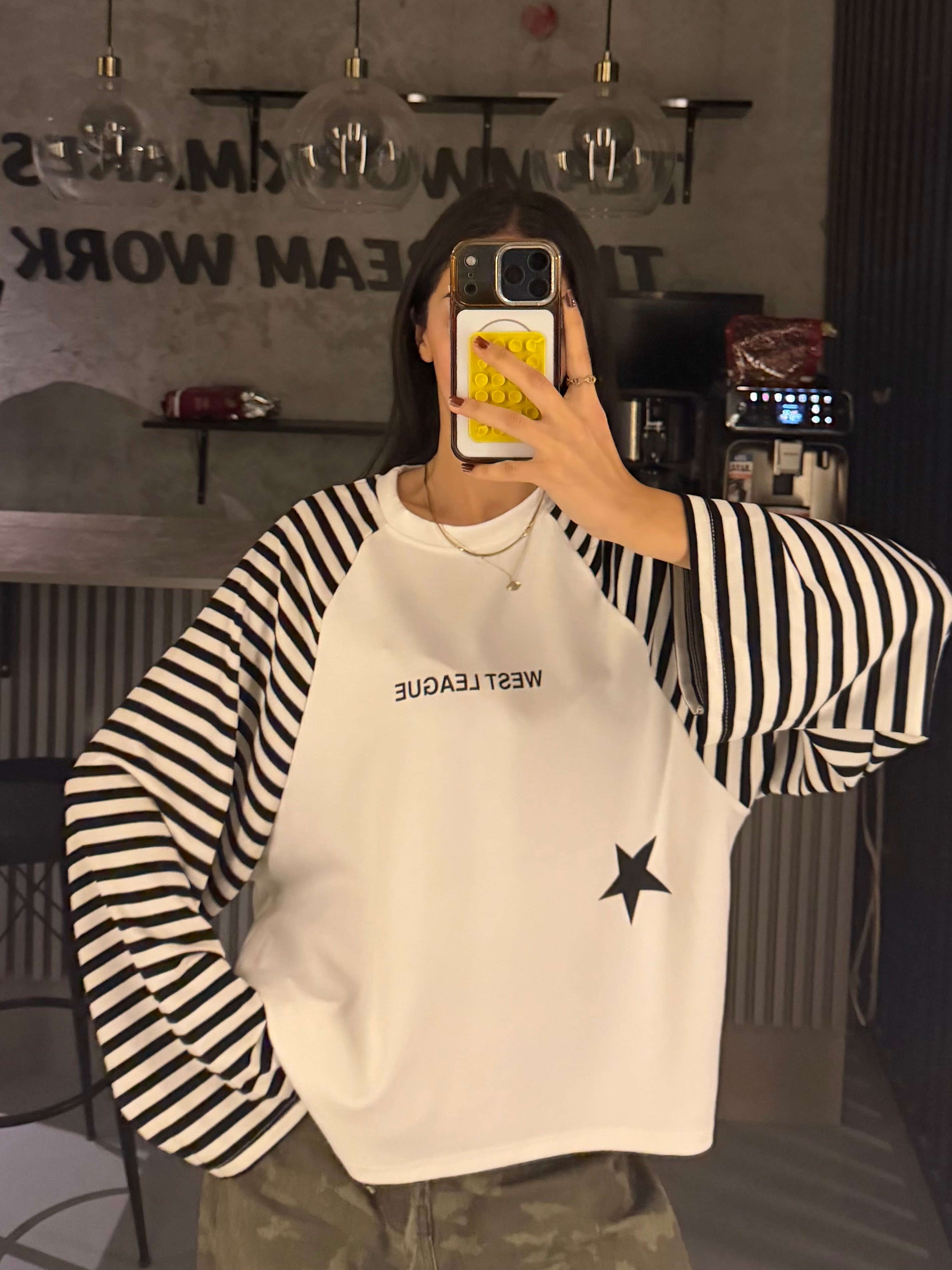WEST LEAGUE SİYAH ÇİZGİLİ SWEATER