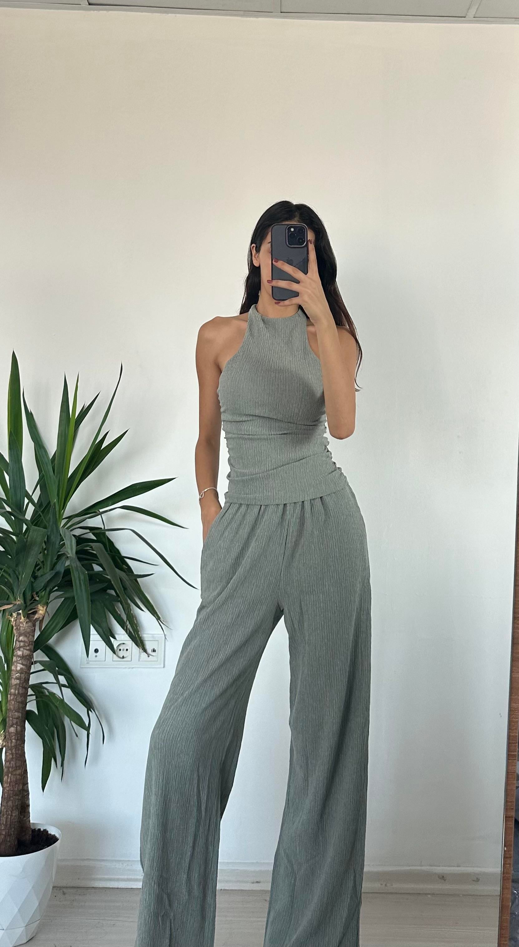ZARA YEŞİL SIRT DETAY TAKIM