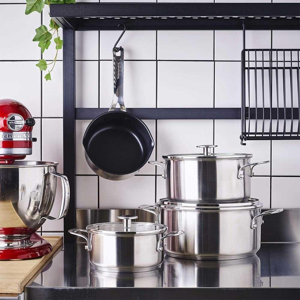 KitchenAid Çelik 3lü Tencere Seti (20cm + 24cm Tencere & 16 cm Sosluk)