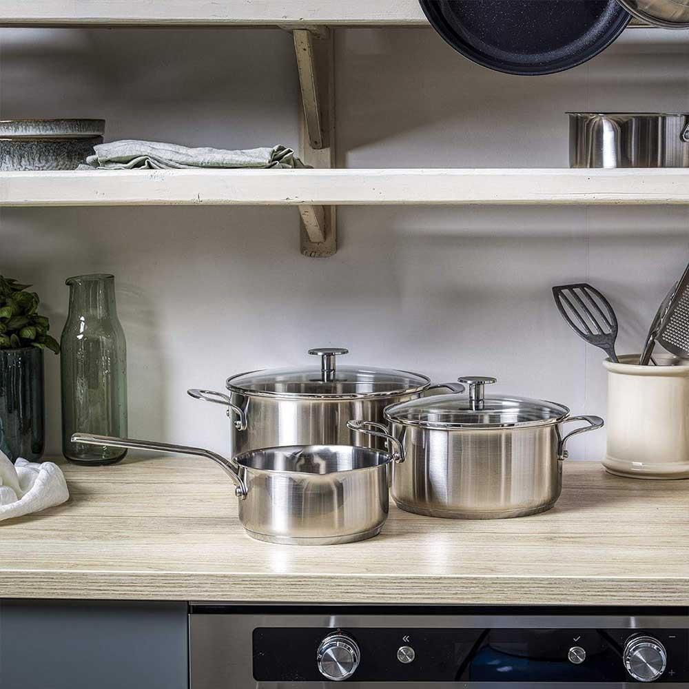 KitchenAid Çelik 3lü Tencere Seti (20cm + 24cm Tencere & 16 cm Sosluk)