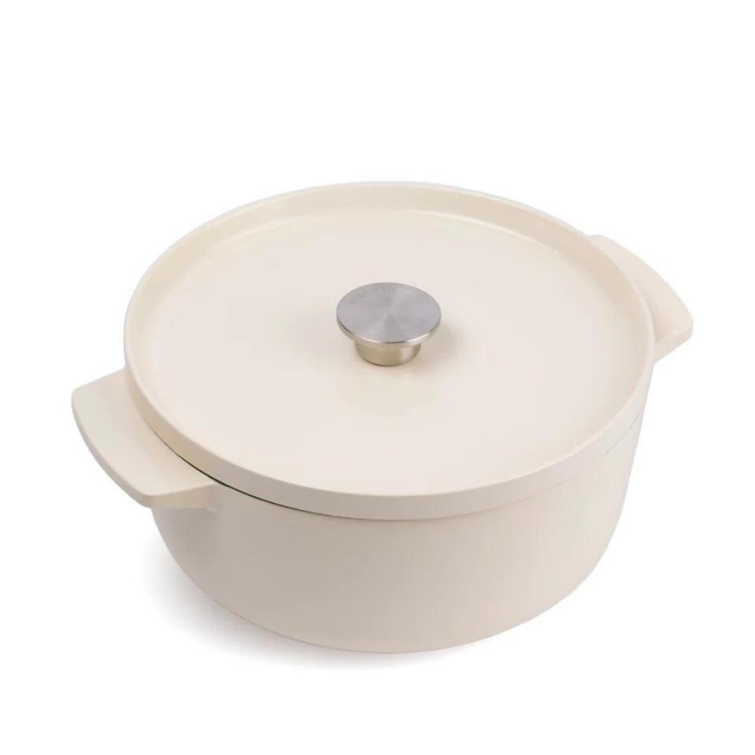 KitchenAid Kapaklı Döküm Demir Tencere 26 cm Almon Cream