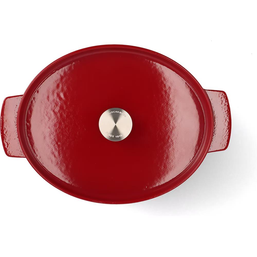 KitchenAid Kapaklı Oval Döküm Demir Tencere 30 cm / 5.6 L Empire Red