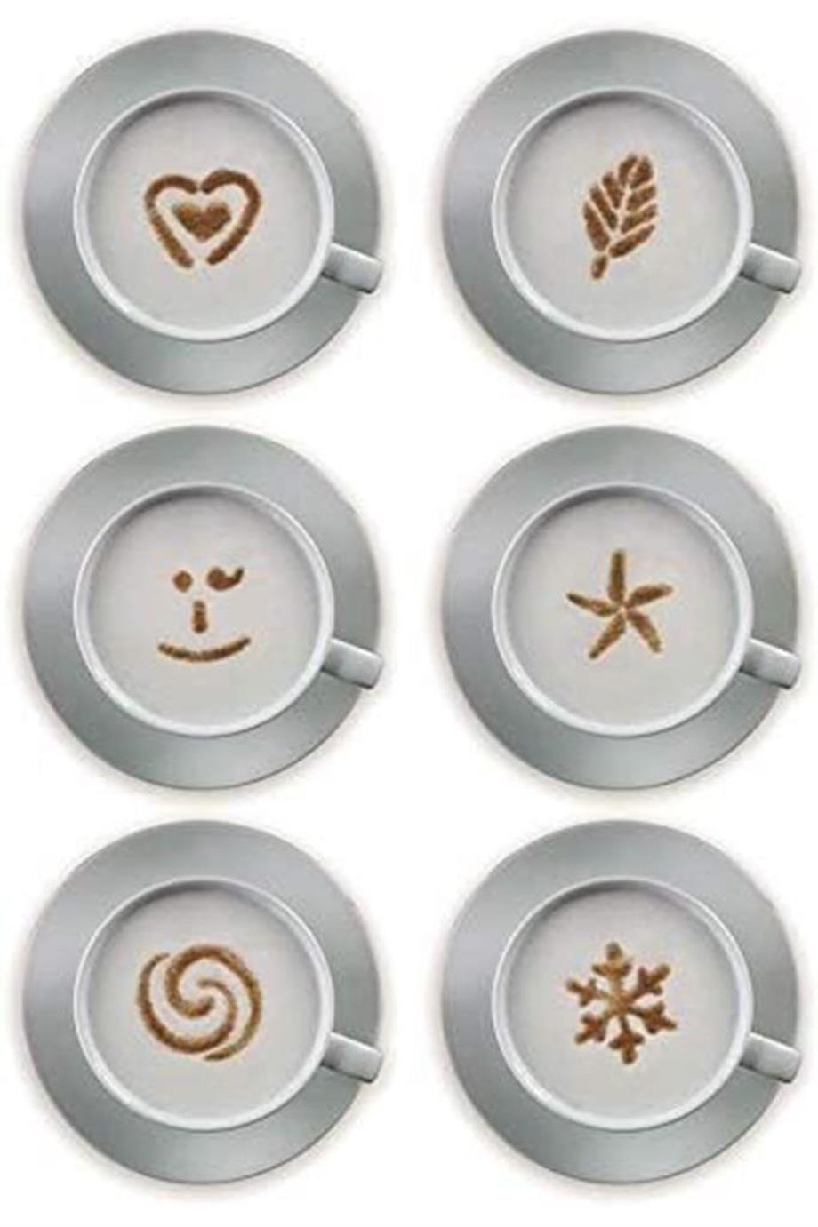 Aerolatte Cappuccino Art Şablonu, 6 Değiştirlebilir Eğlenceli Tasarım