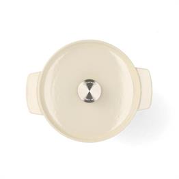 KitchenAid Kapaklı Döküm Demir Tencere 26 cm Almon Cream