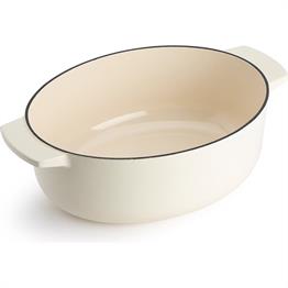 KitchenAid Kapaklı Oval Döküm Demir Tencere 30 cm / 5.6 L Almond Cream