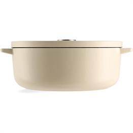 KitchenAid Kapaklı Oval Döküm Demir Tencere 30 cm / 5.6 L Almond Cream