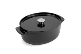 KitchenAid Kapaklı Oval Döküm Demir Tencere 30 cm / 5.6 L Onyx Black