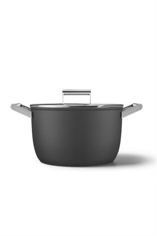 Smeg Cookware Siyah Tencere Cam Kapaklı Ckfc2611Blm