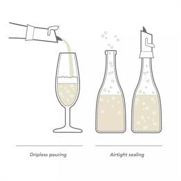 Vacu Vin Şampanya Kilit, Ağızlı ve Damla Korumalı,
Siyah, Kutulu