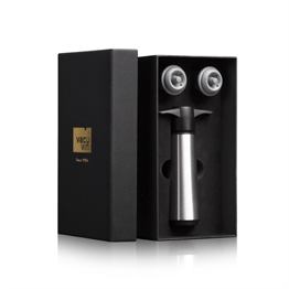 Vacu Vin Şarap Vakum Seti, Paslanmaz Çelik (1 Pompa, 2 Tıpa), Hediye Kutulu