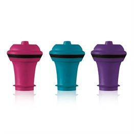 Vacu Vin Vakum Şarap Tıpası, Pembe/Mavi/Mor (3 parça), Kutulu