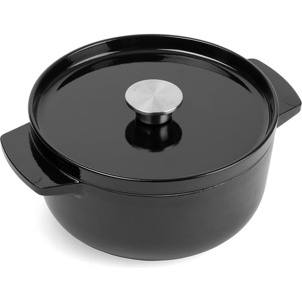 KitchenAid Kapaklı Döküm Demir Tencere 22 cm / 3.3 L Onyx Black