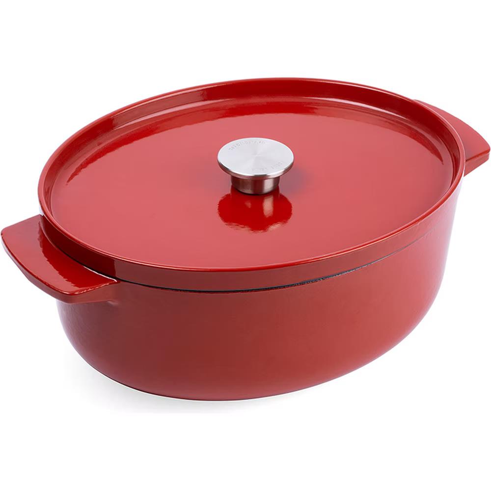 KitchenAid Kapaklı Oval Döküm Demir Tencere 30 cm / 5.6 L Empire Red