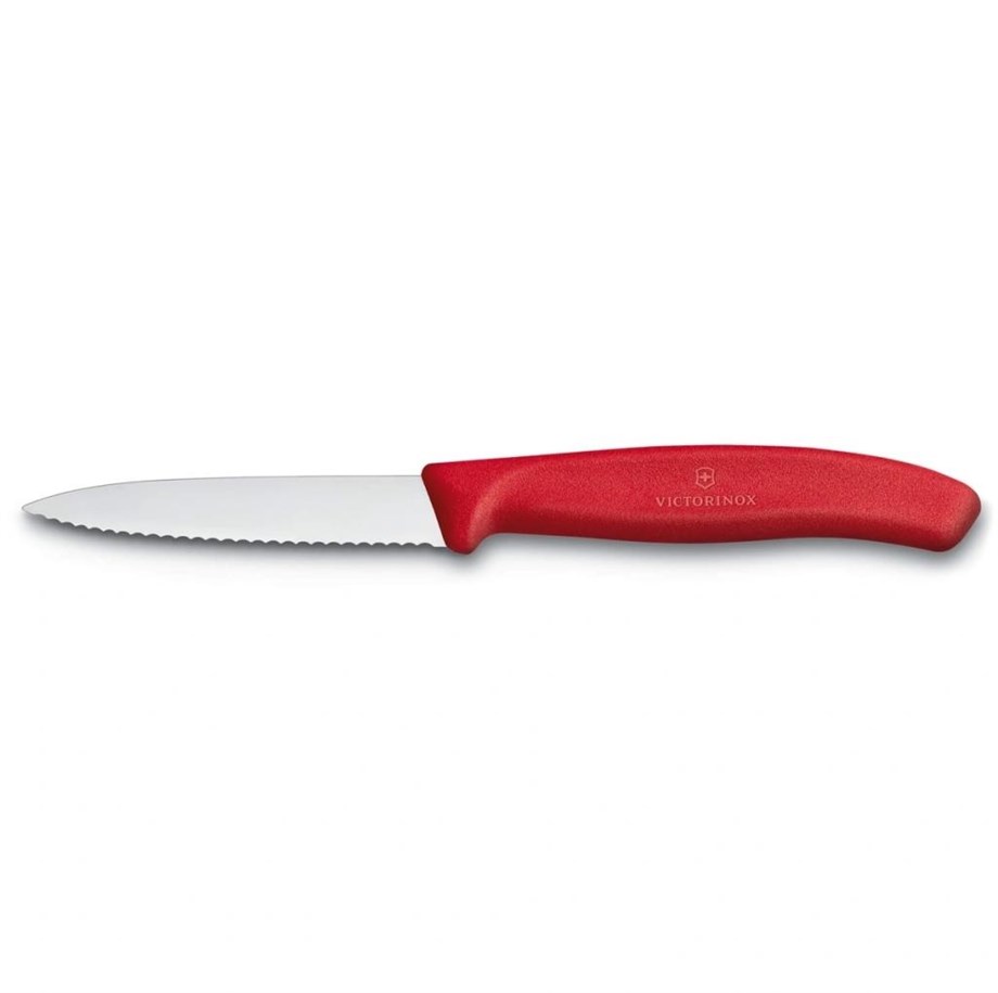 Victorinox VT 6.7631 Swiss Classic 8 Cm. Sivri Uçlu Tırtıklı Soyma Bıçağı (Kırmızı)