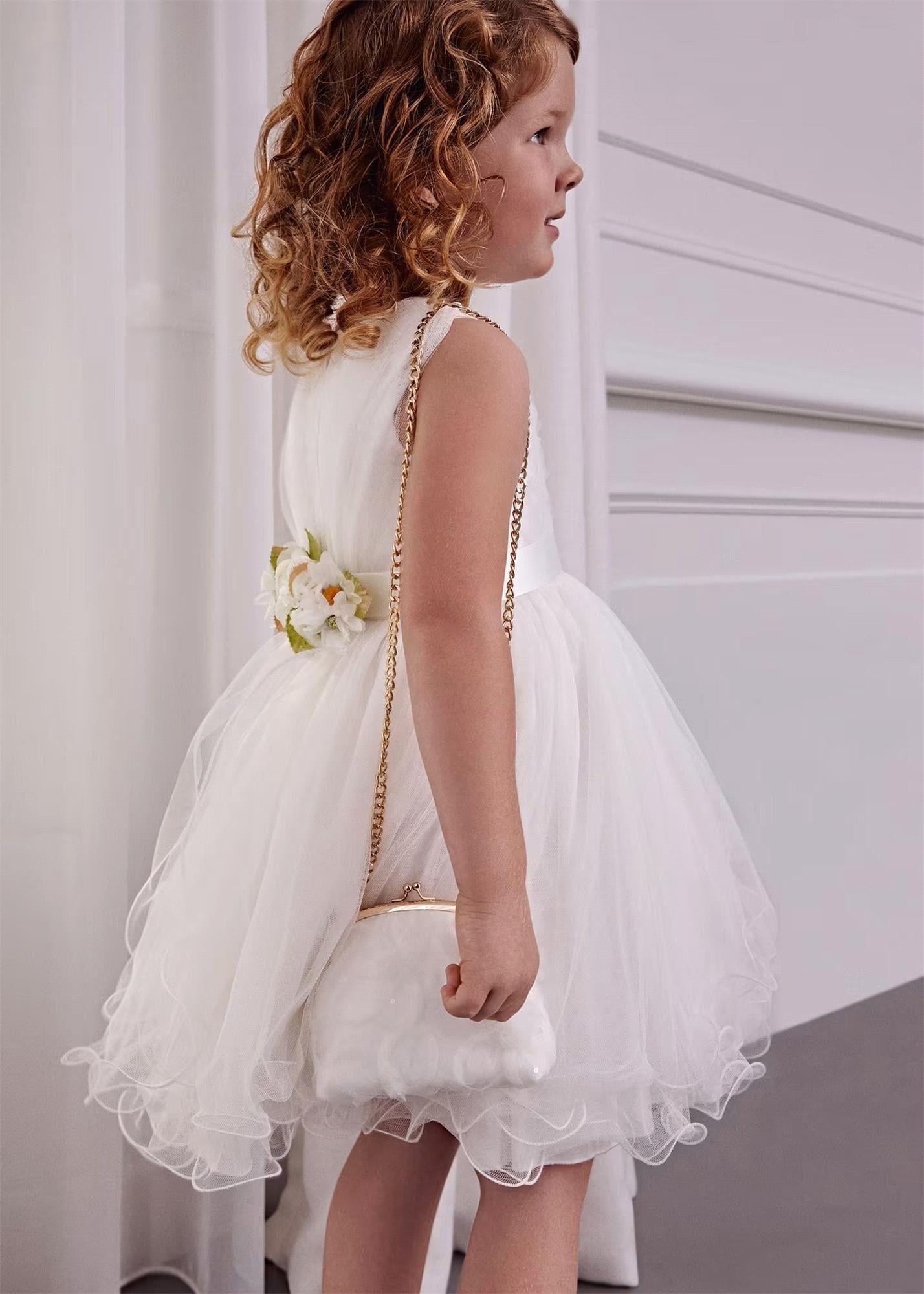 Abel&Lula Kız Çocuk Dalgalı Tül Elbise Krem 5035