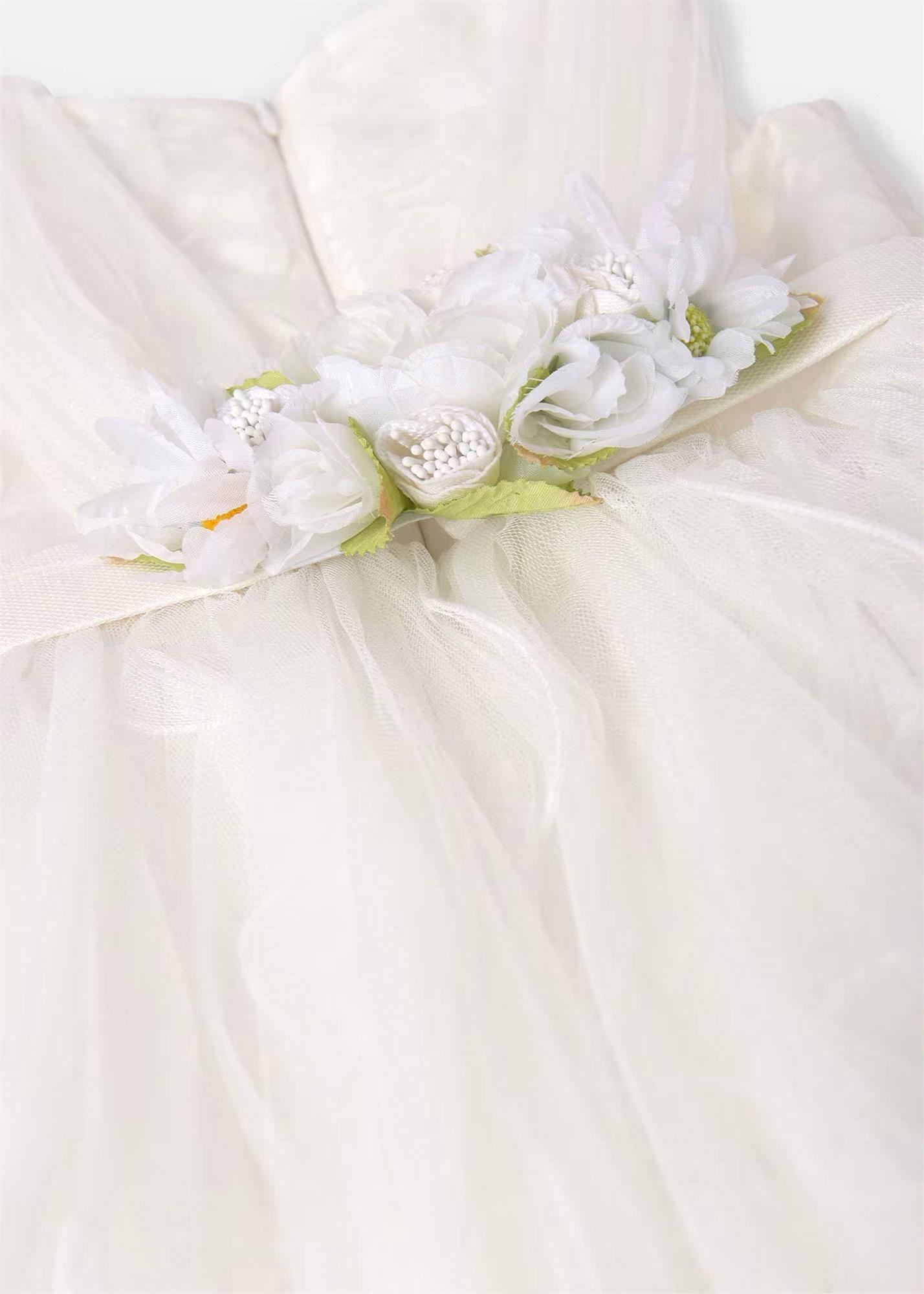 Abel&Lula Kız Çocuk Dalgalı Tül Elbise Krem 5035