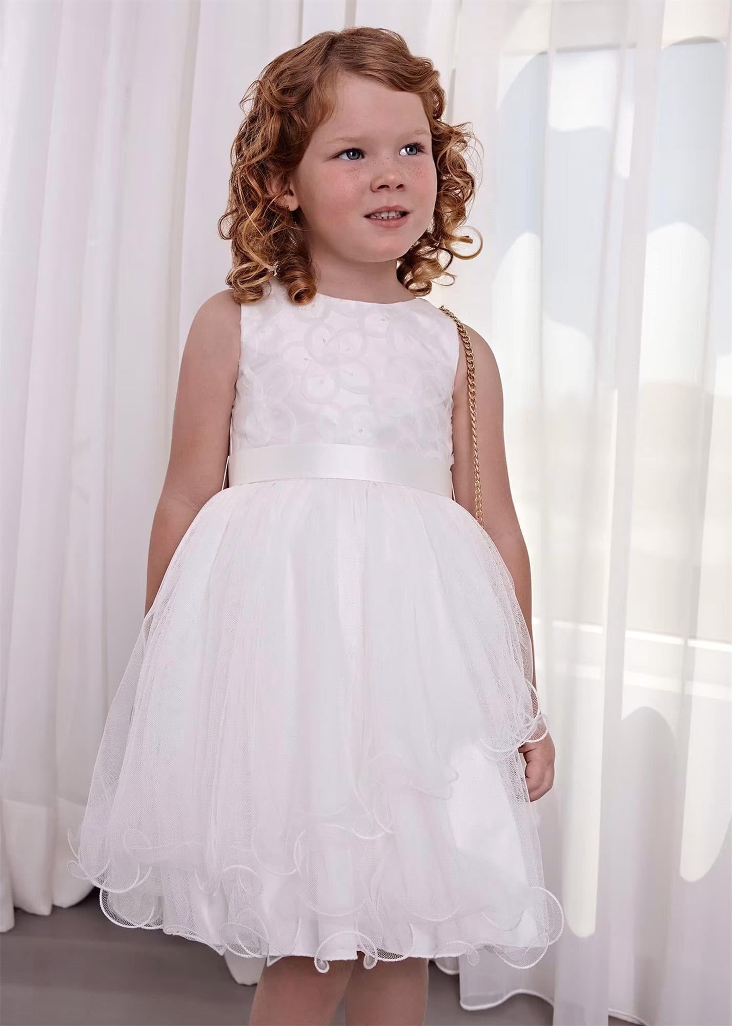 Abel&Lula Kız Çocuk Dalgalı Tül Elbise Krem 5035