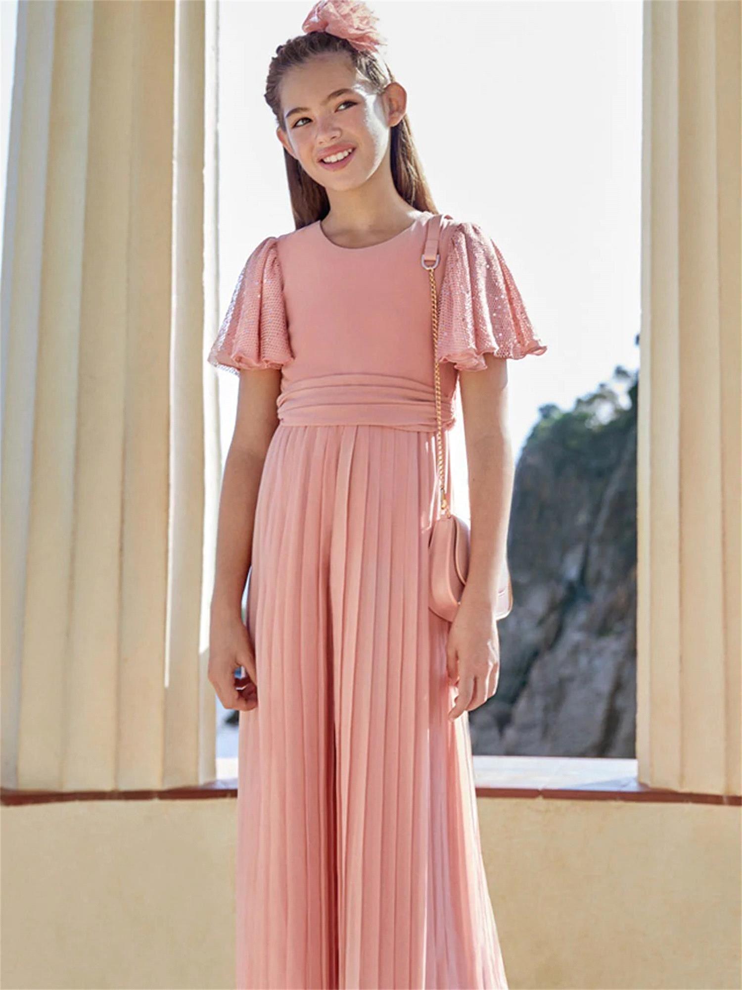 Abel&Lula Kız Çocuk Şifon Tulum Pembe 5235