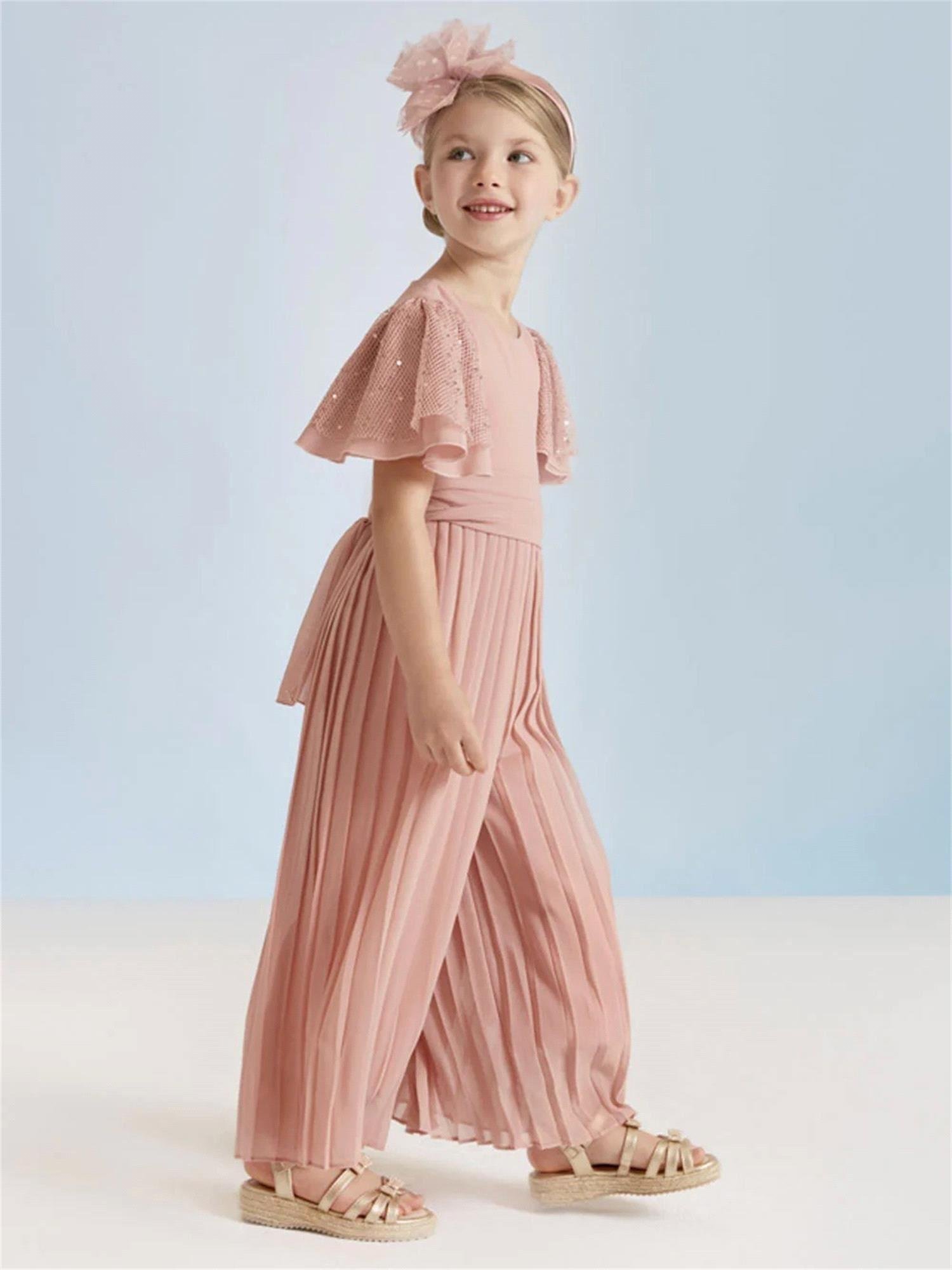 Abel&Lula Kız Çocuk Şifon Tulum Pembe 5235