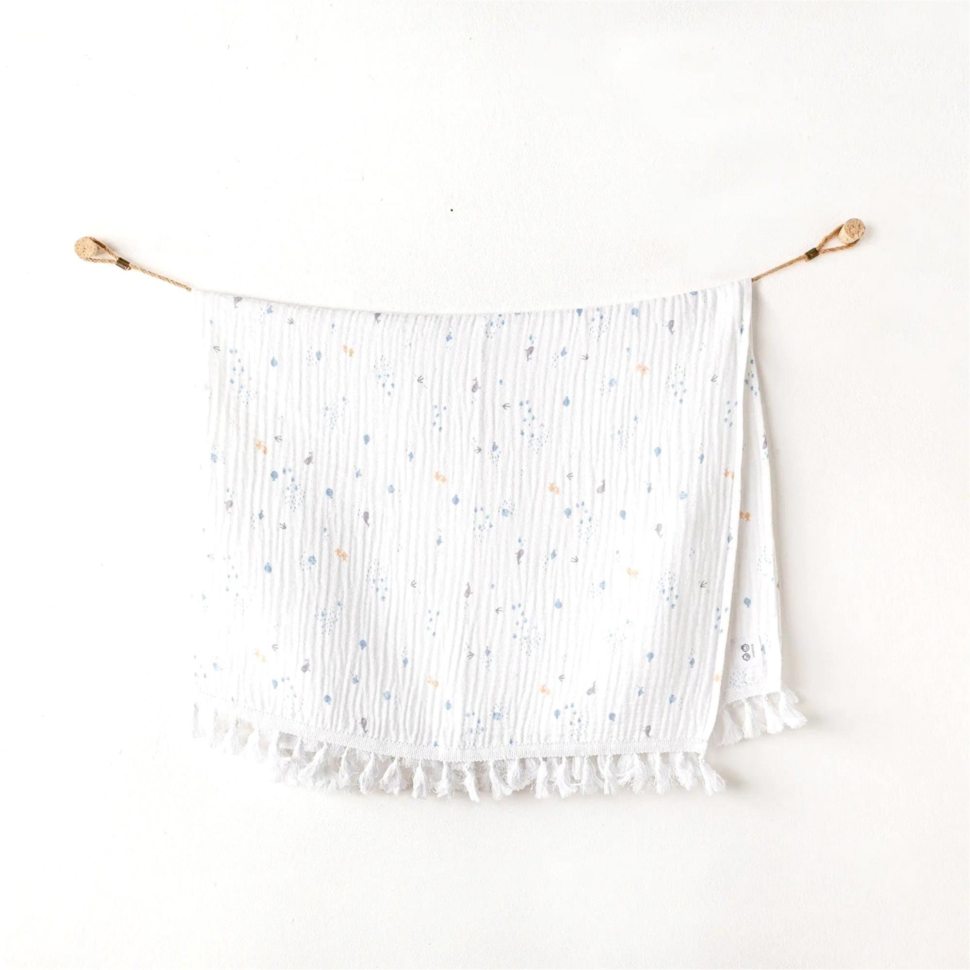 Andywawa Bebek Ocean İs My Happy Place Müslin Battaniye Beyaz AC25613