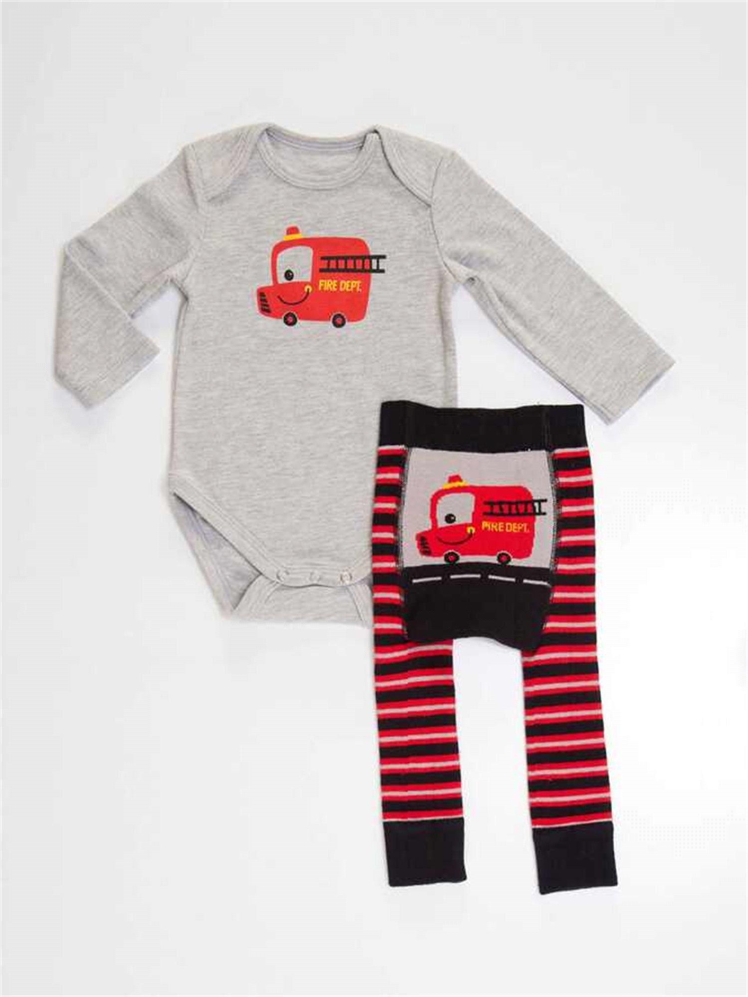Denokids Erkek Bebek İtfaiye Body Tayt Pantolon Takım Cff-22S1-171