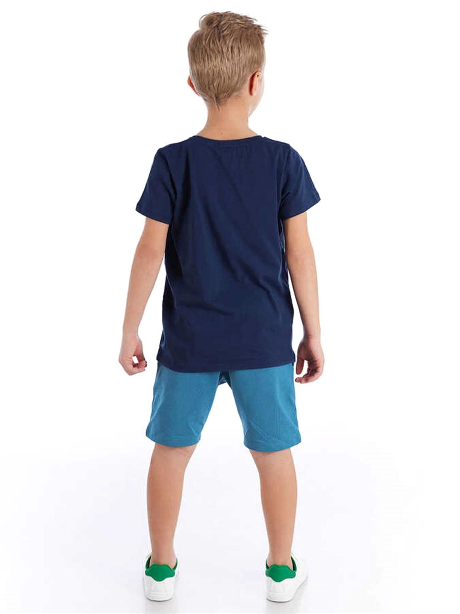 Denokids Erkek Çocuk Alfabe T-shirt Şort Takım Lacivert MS-21Y2-036