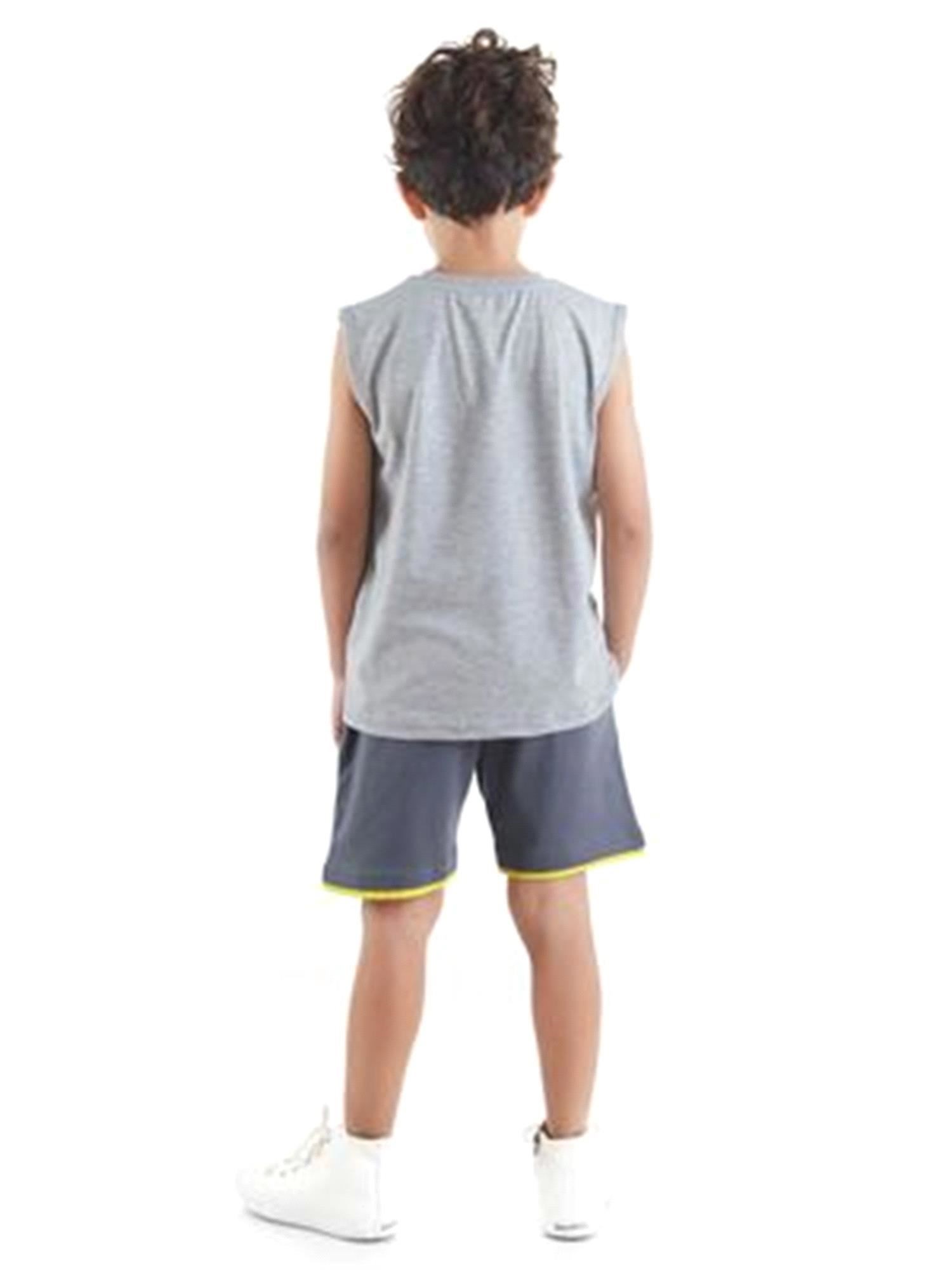 Denokids Erkek Çocuk Pizzacı Köpekbalığı Tshırt Şort Takım Ms-23Y1-034