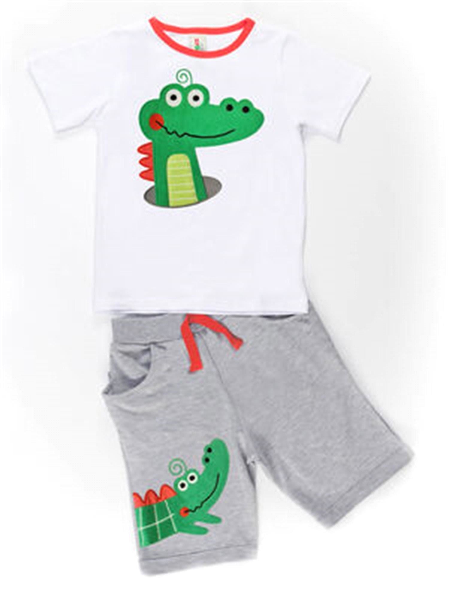 Denokids Erkek Çocuk Timsah Baggy Tişört Şort Takım Cff-19Y1-173