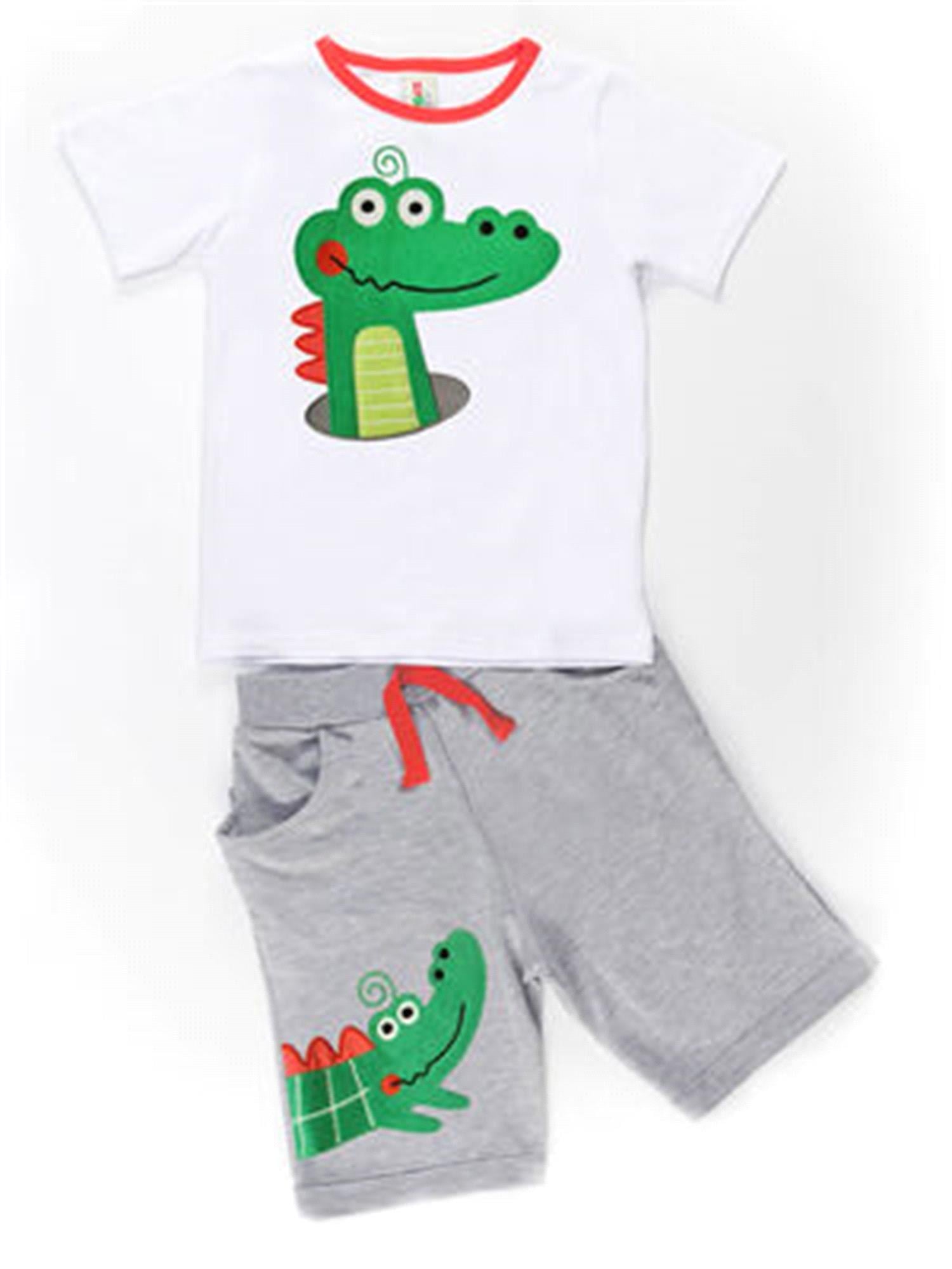 Denokids Erkek Çocuk Timsah Baggy Tişört Şort Takım Cff-19Y1-173