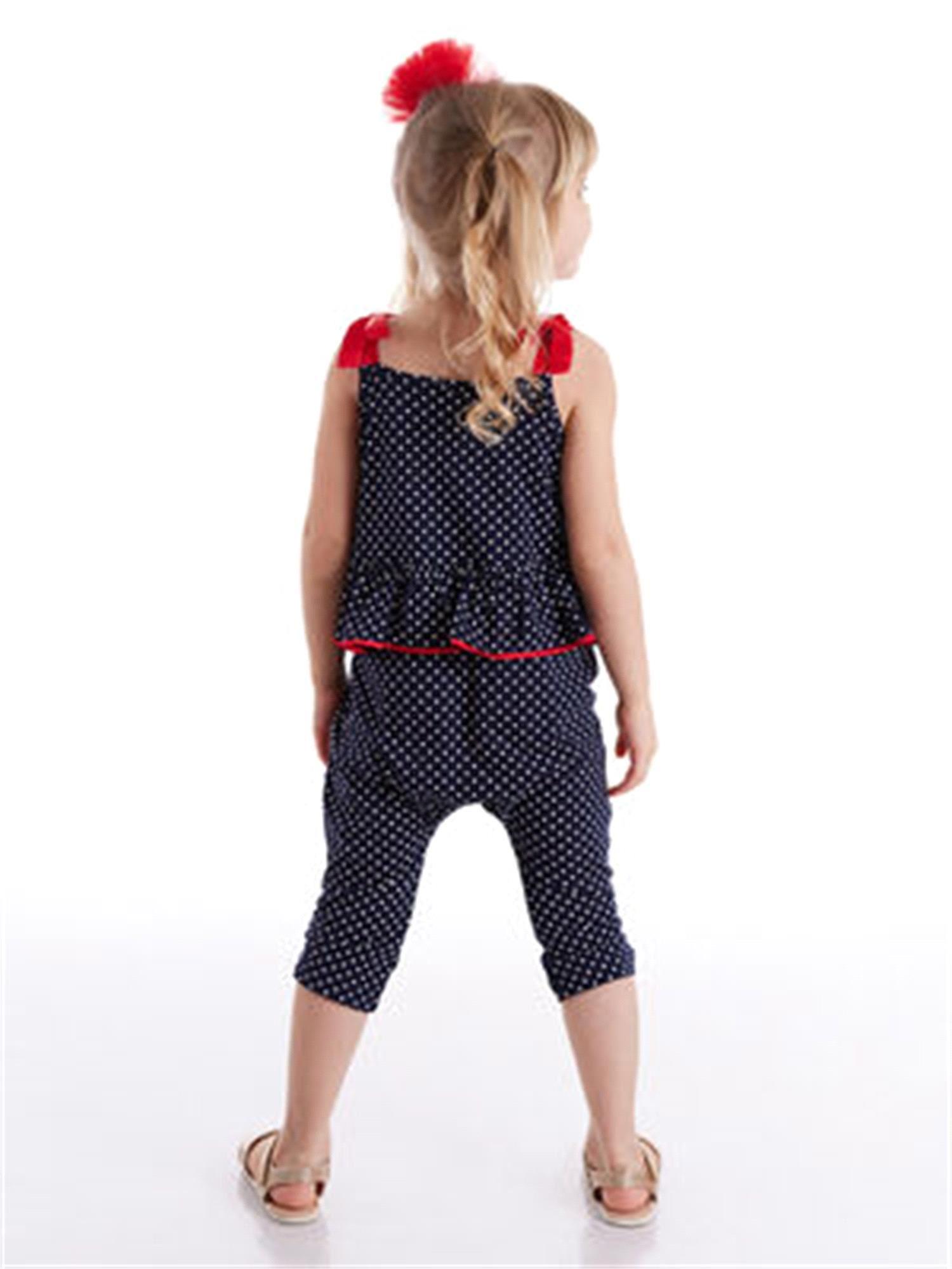 Denokids Kız Çocuk Kedi Puanlı Tulum Cff-21Y1-057
