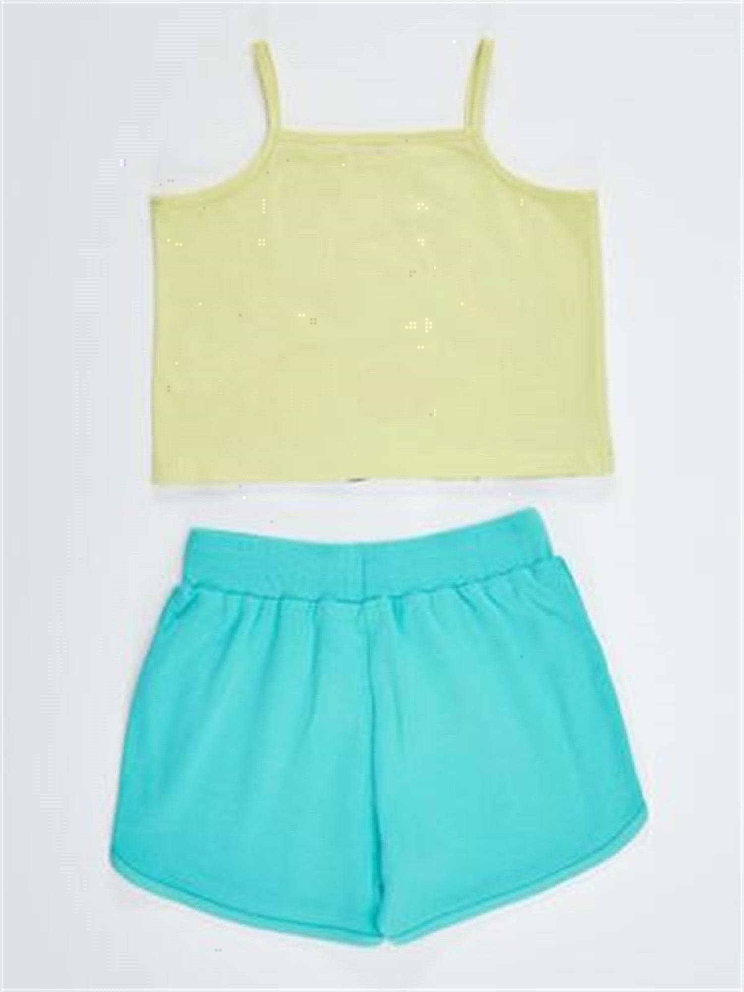 Denokids Kız çocuk Ormanda Unicorn Tshırt Şort Takım Cff-23Y1-043