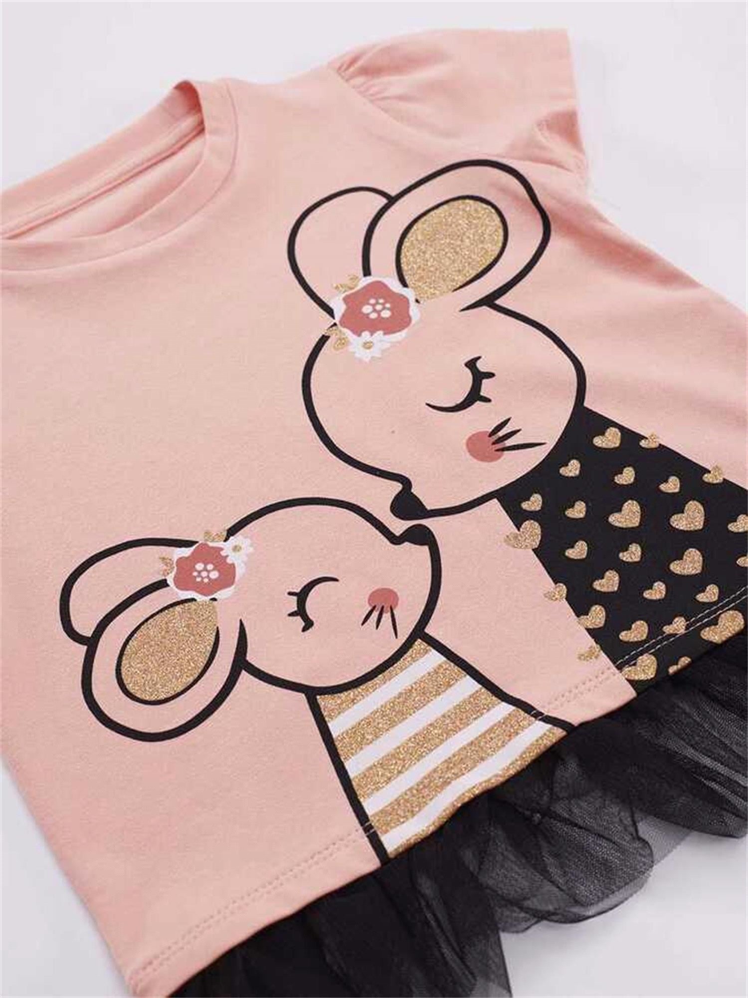 Denokids Kız Çocuk Sevimli Fare T-Shirt Şort Takım CFF-22Y1-007