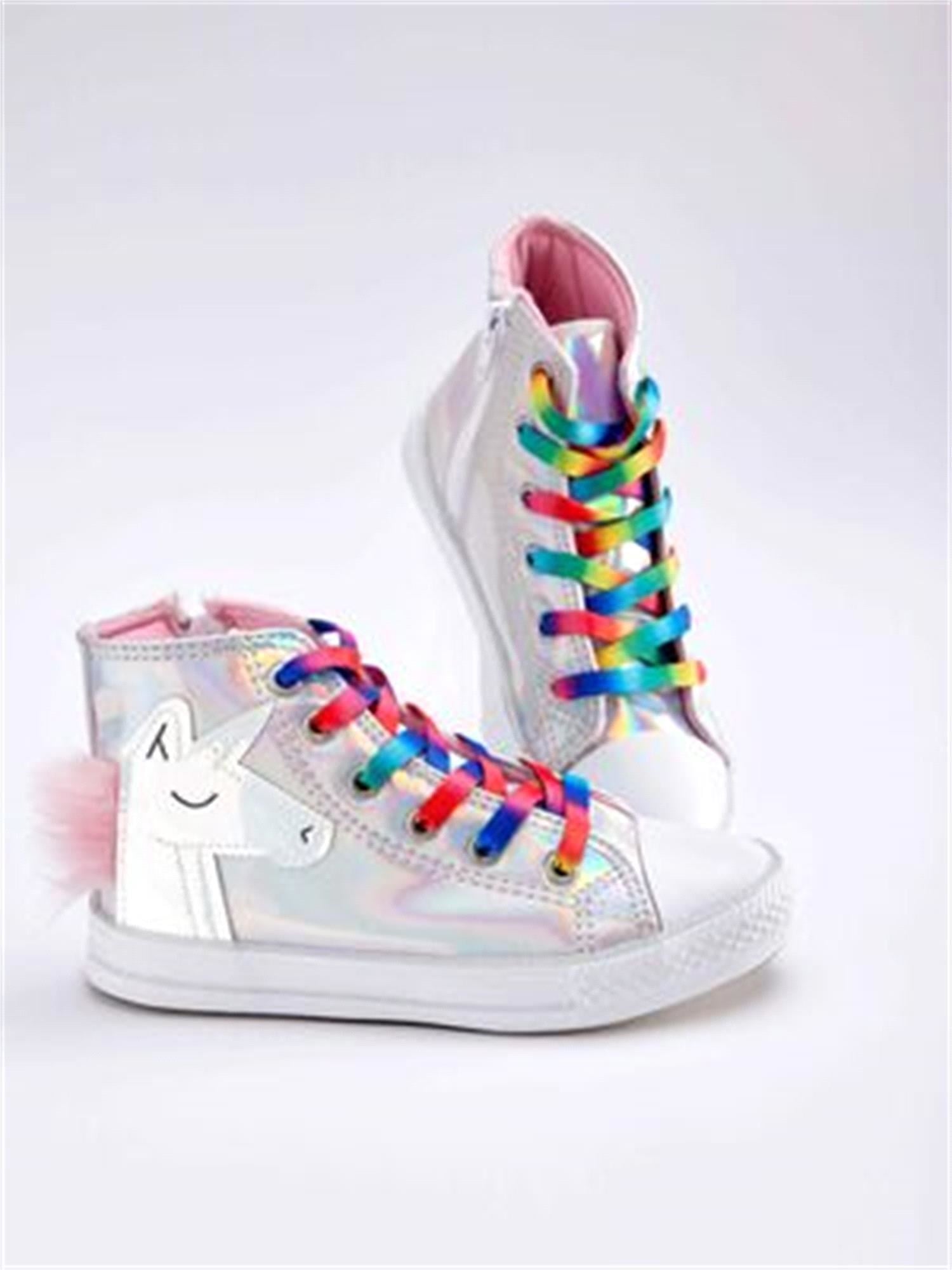 Denokids Kız Çocuk Unicorn Hologramlı Sneaker Gri Metalic CFF-19S1-269