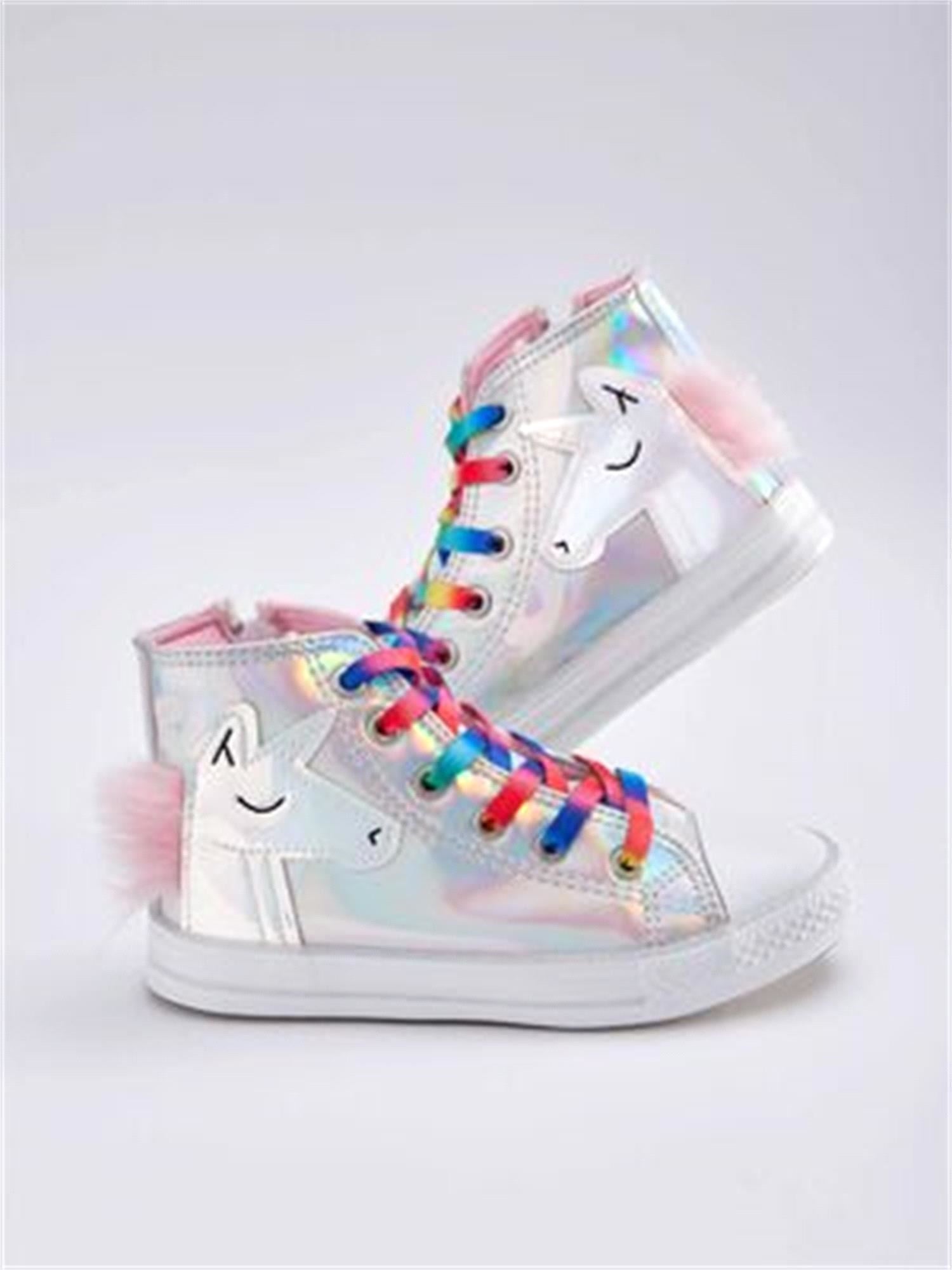 Denokids Kız Çocuk Unicorn Hologramlı Sneaker Gri Metalic CFF-19S1-269