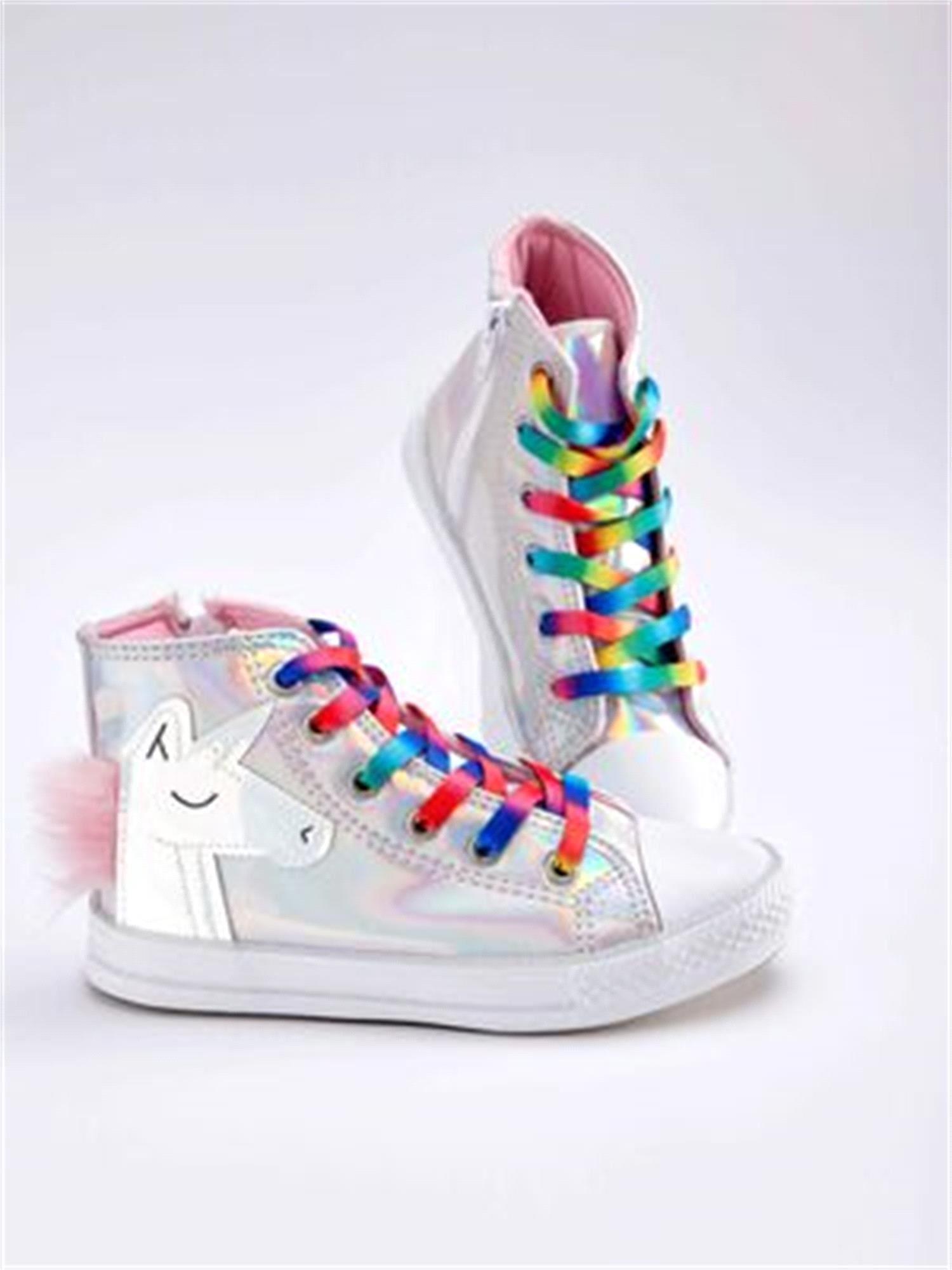 Denokids Kız Çocuk Unicorn Hologramlı Sneaker Gri Metalic CFF-19S1-269