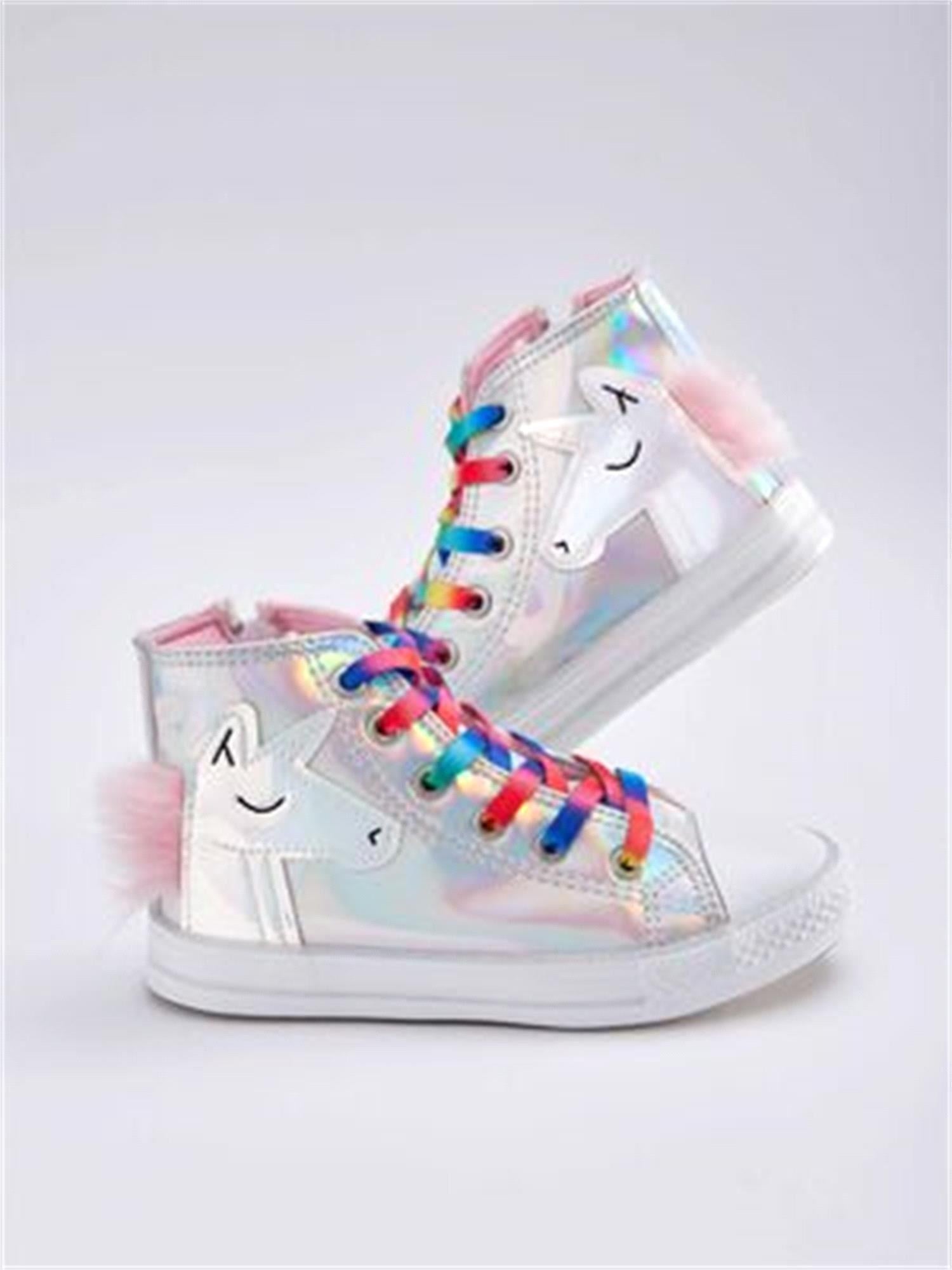 Denokids Kız Çocuk Unicorn Hologramlı Sneaker Gri Metalic CFF-19S1-269
