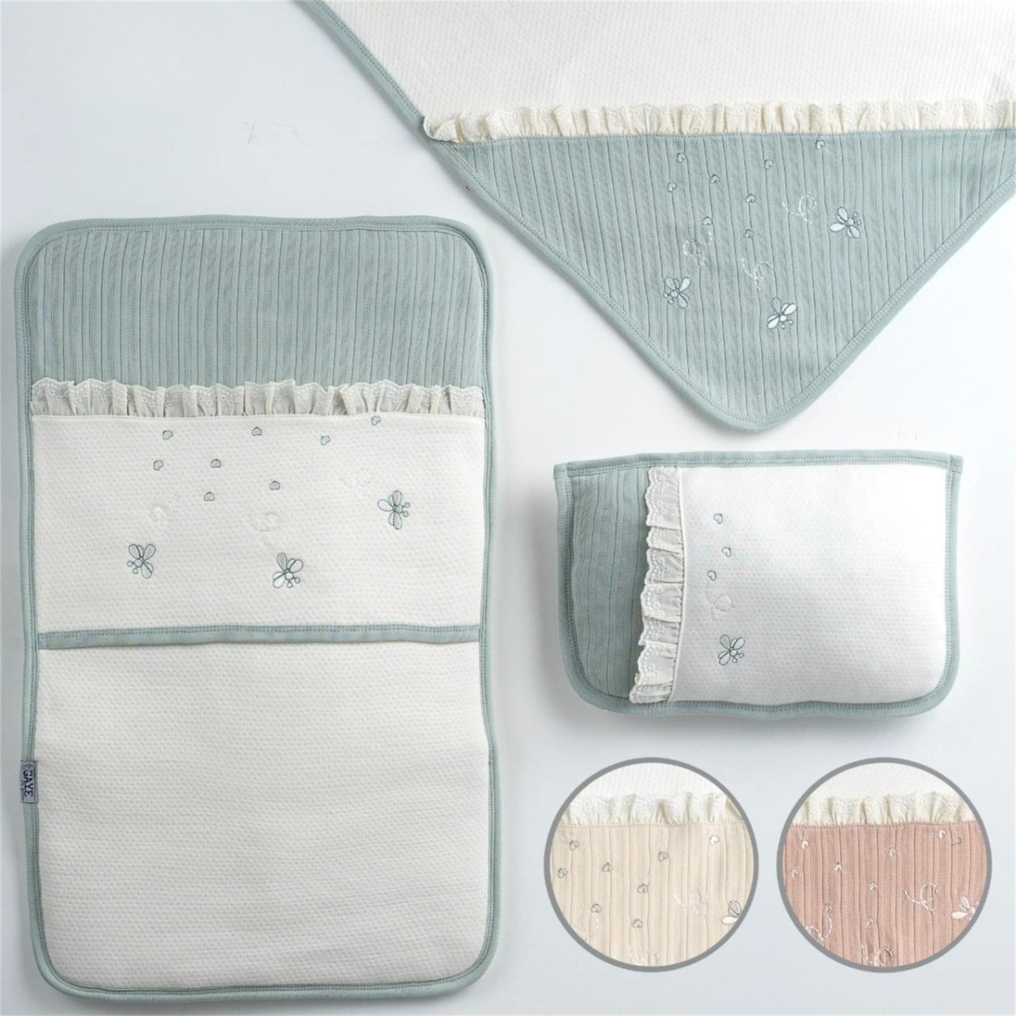 Gaye Bebe Kız Bebek İşlemeli 3'lü Alt Açma Seti Krem 1501