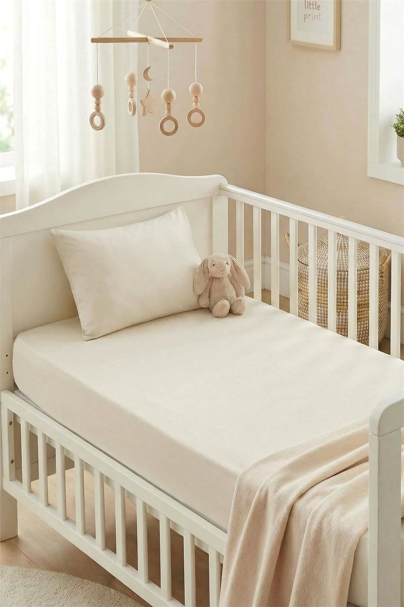 Kanz Bebek Pamuklu Lastikli Çarşaf Set Krem KNZ-004