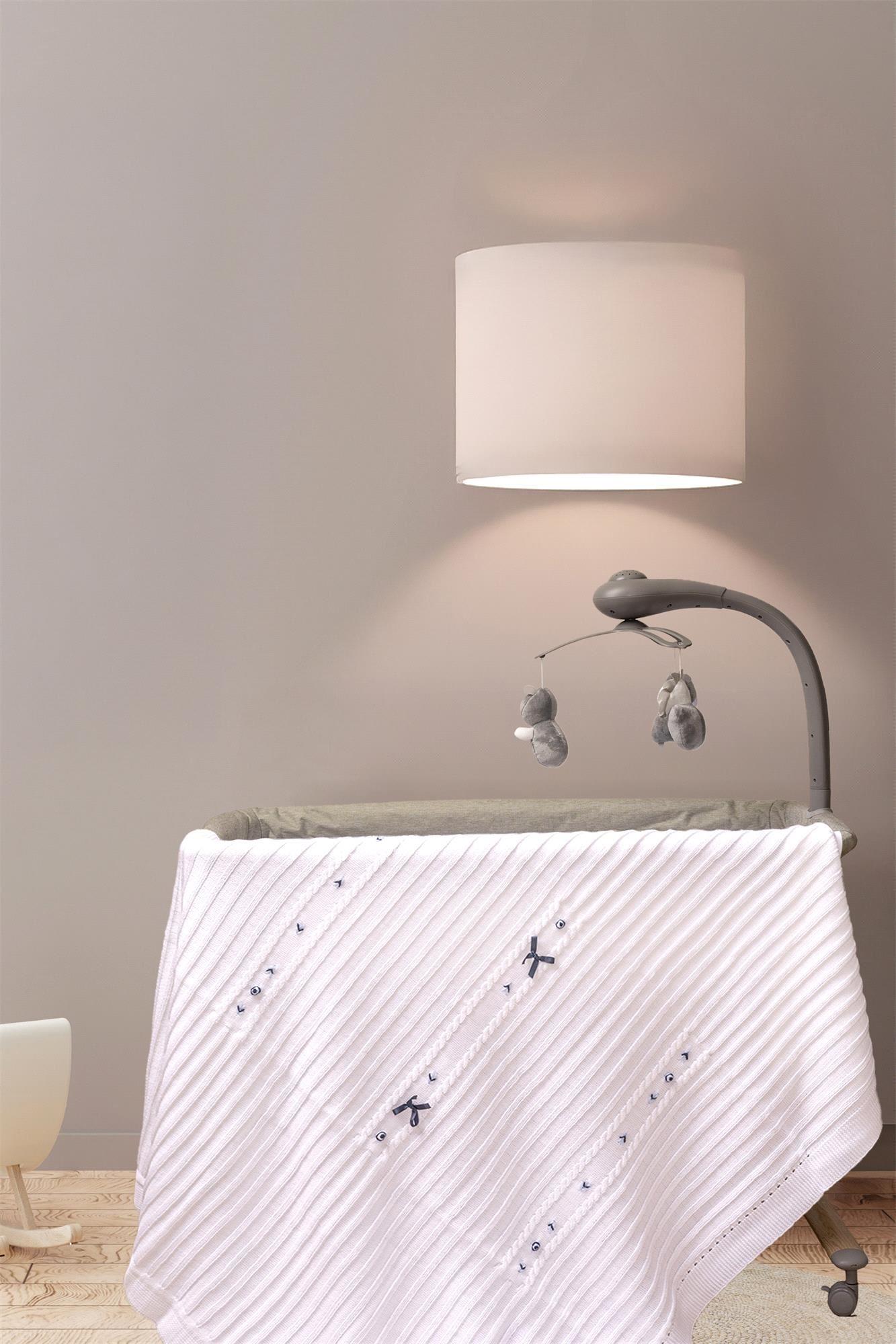 Kinder Baby Sevil Erkek Bebek Desenli Triko Battaniye Beyaz 1013