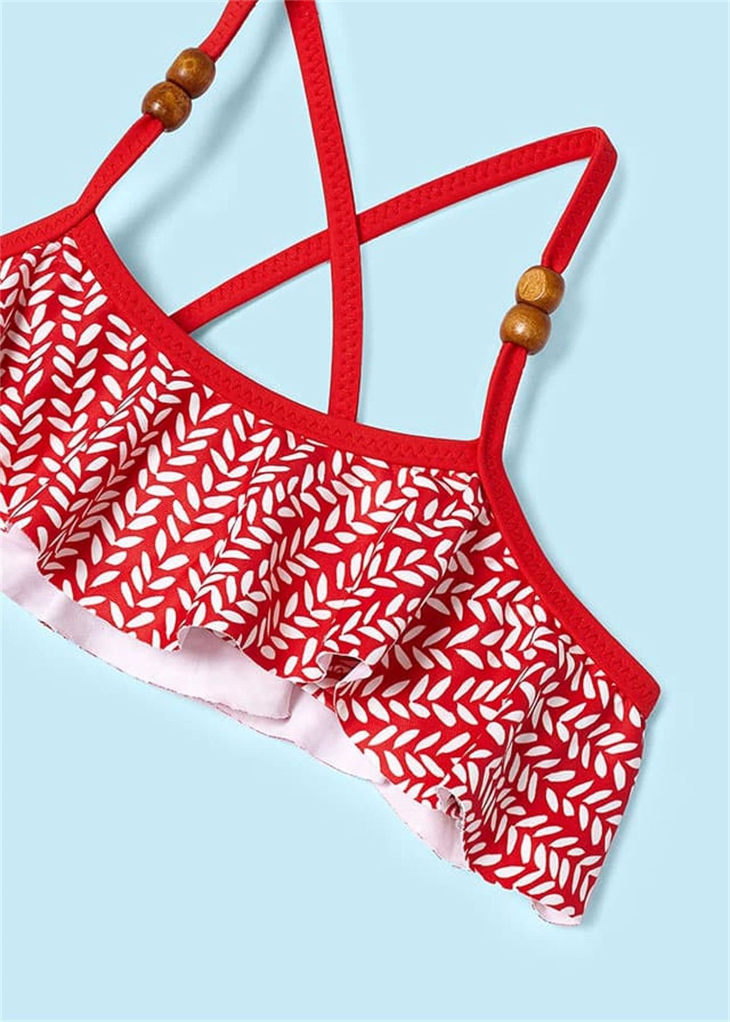 Mayoral Kız Çocuk Fırfırlı Bikini Takım Kırmızı 3712