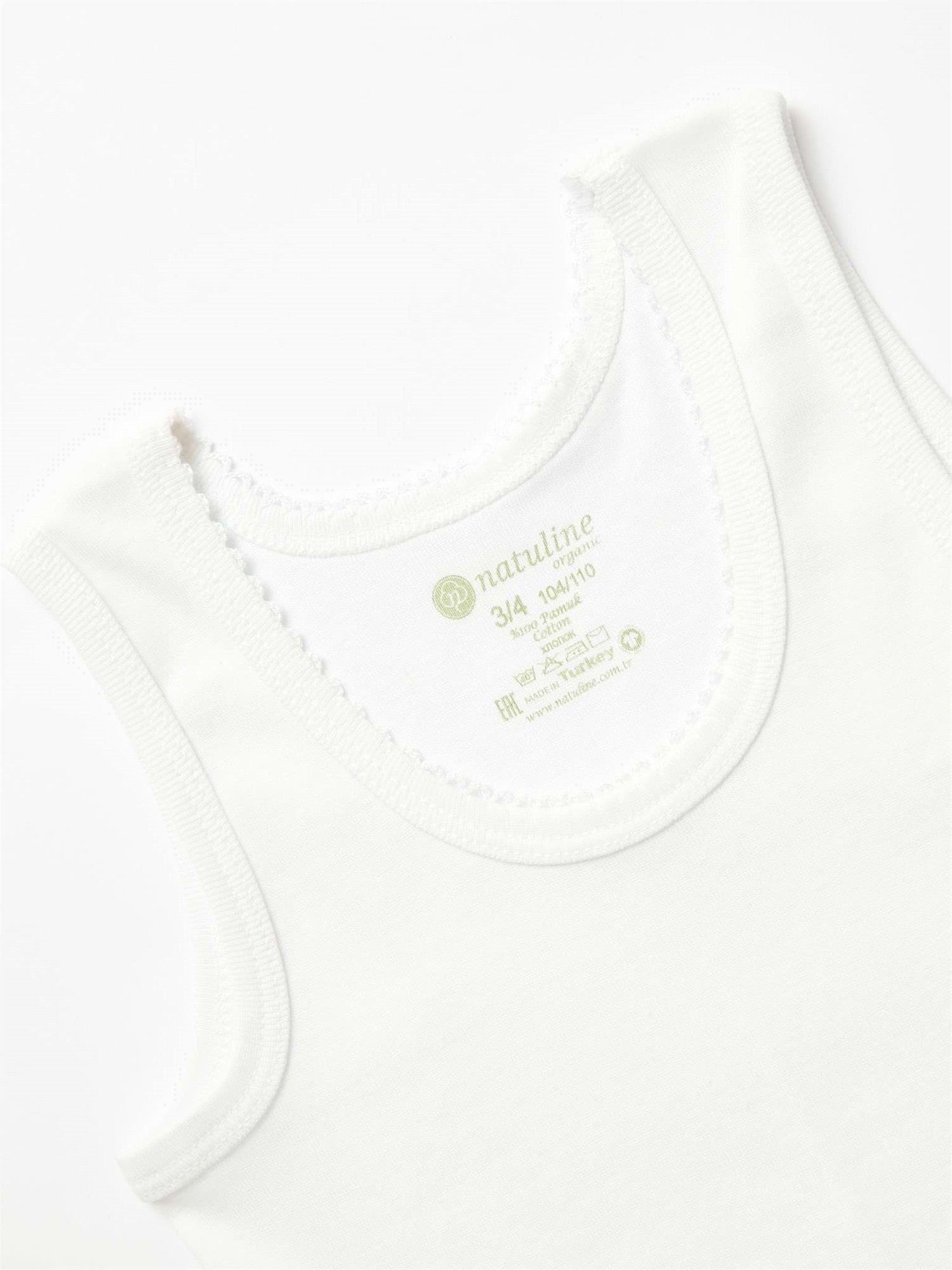 Natuline Kız Çocuk 2li Ribana Kroşatalı Atlet Beyaz 4002