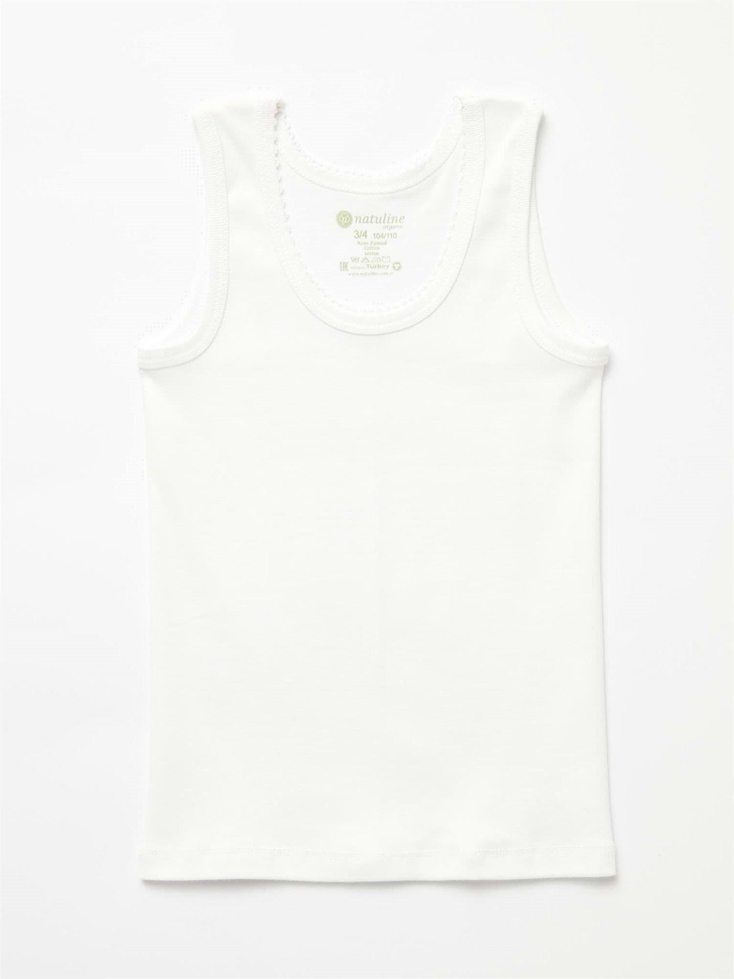 Natuline Kız Çocuk 2li Ribana Kroşatalı Atlet Beyaz 4002