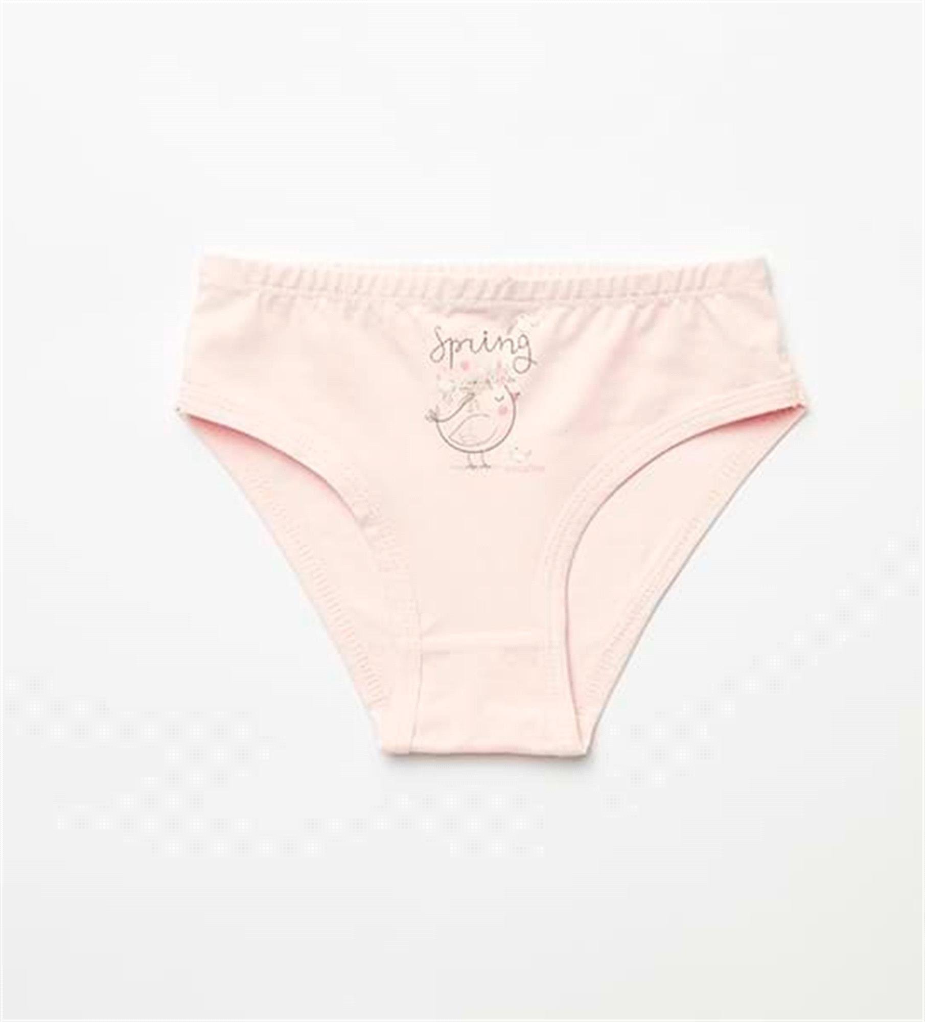 Natuline Kız Çocuk 2li Spring Bird Likralı Külot Ekru/Pembe 5805